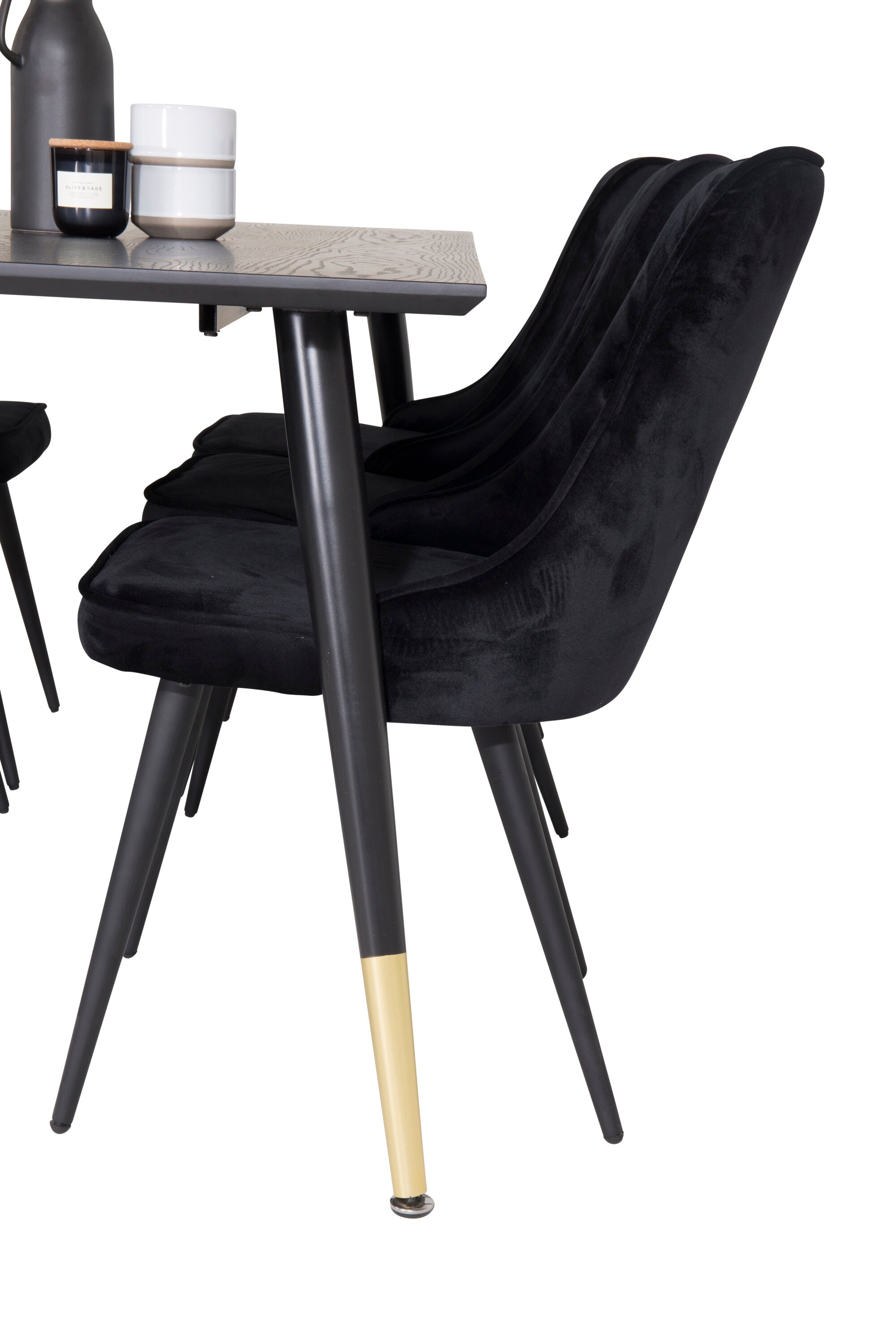 Dipp Esszimmerset + Velvet Deluxe 180cm/6St. in Schwarz / Messing präsentiert im Onlineshop von KAQTU Design AG. Esszimmerset ist von Venture Home