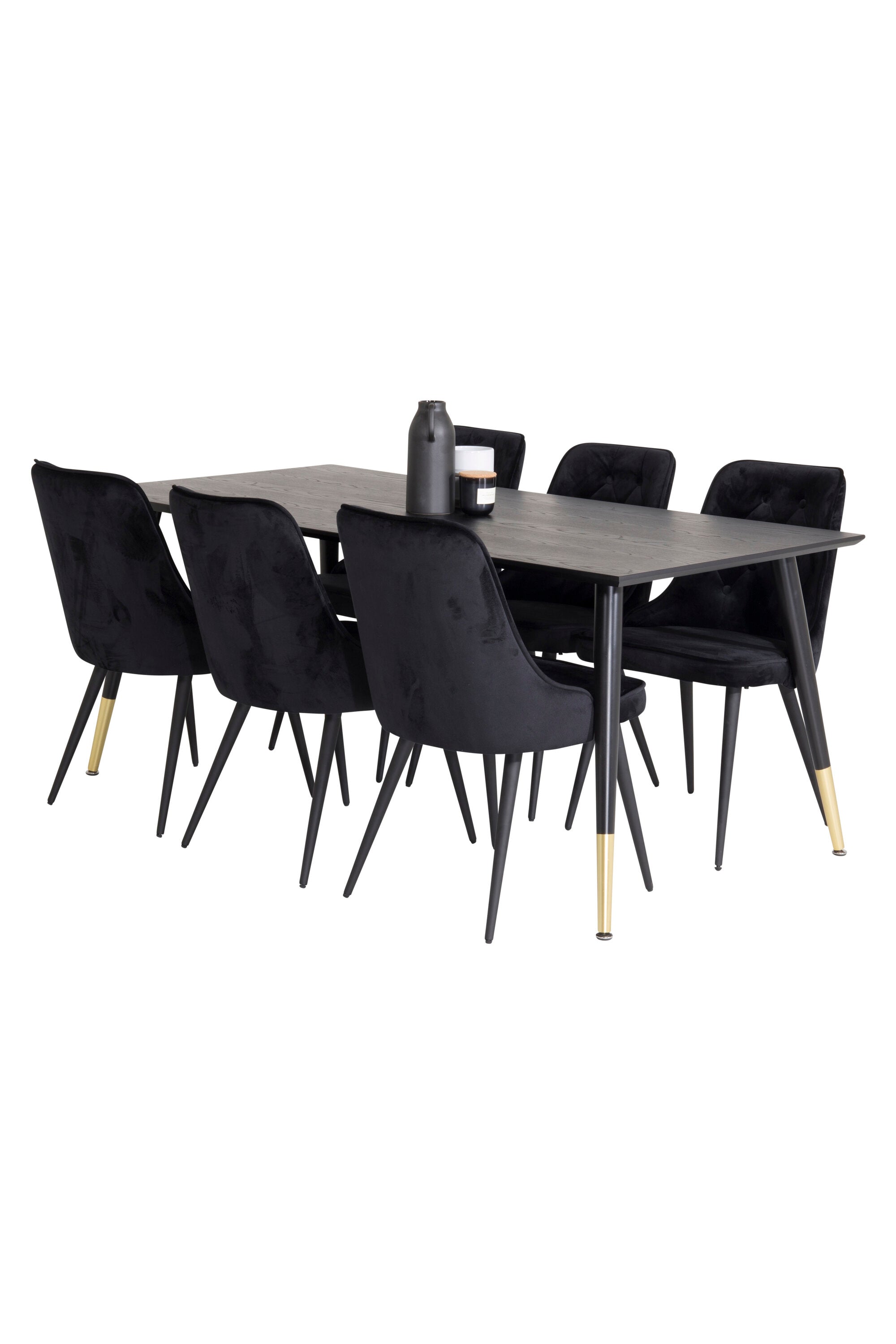 Dipp Esszimmerset + Velvet Deluxe 180cm/6St. in Schwarz / Messing präsentiert im Onlineshop von KAQTU Design AG. Esszimmerset ist von Venture Home
