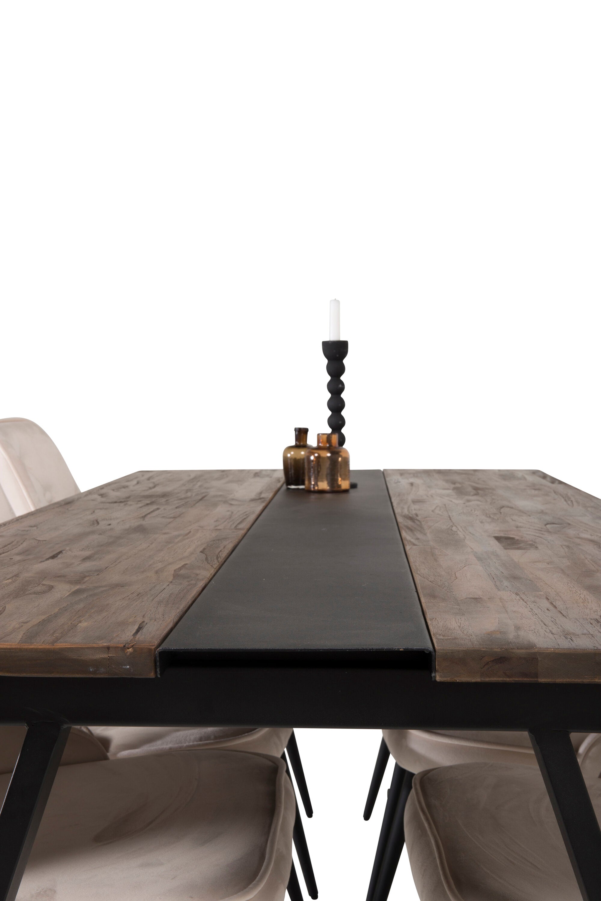 Jakarta Esszimmerset + Velvet Deluxe 200cm/6St. in Beige, Schwarz präsentiert im Onlineshop von KAQTU Design AG. Esszimmerset ist von Venture Home