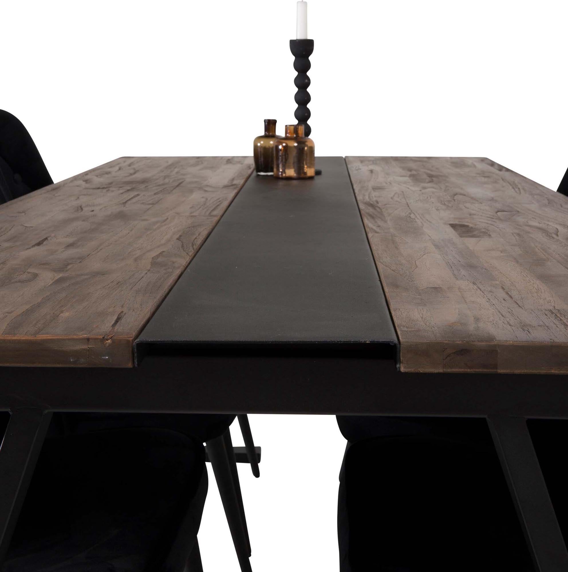 Elegantes Jakarta Set: 200cm Tisch & 6 Velvet Stühle von Venture Home.