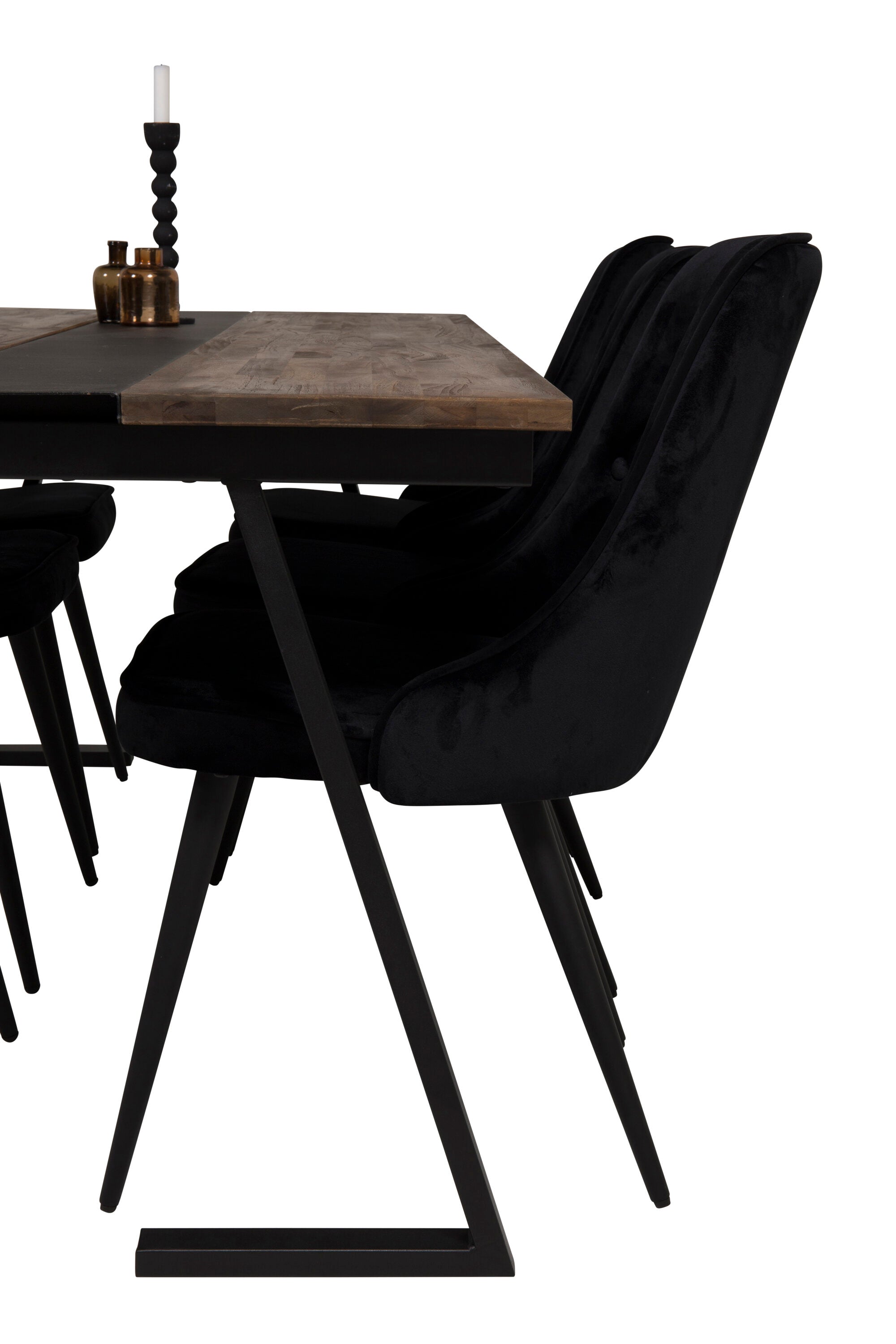 Jakarta Esszimmerset + Velvet Deluxe 200cm/6St. in Schwarz präsentiert im Onlineshop von KAQTU Design AG. Esszimmerset ist von Venture Home
