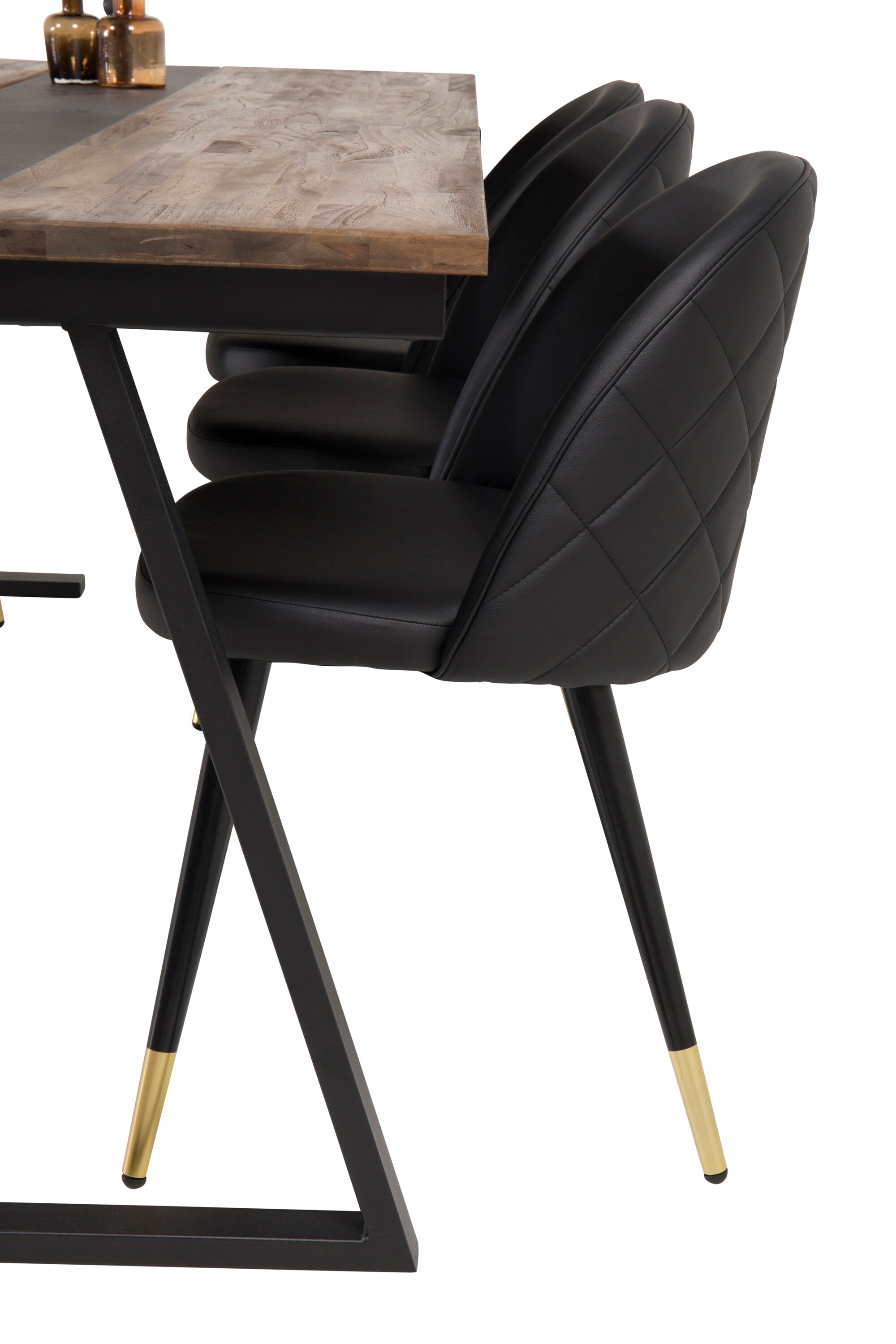 Jakarta Esszimmerset + Velvet 200cm/6St. in Schwarz / Gold präsentiert im Onlineshop von KAQTU Design AG. Esszimmerset ist von Venture Home