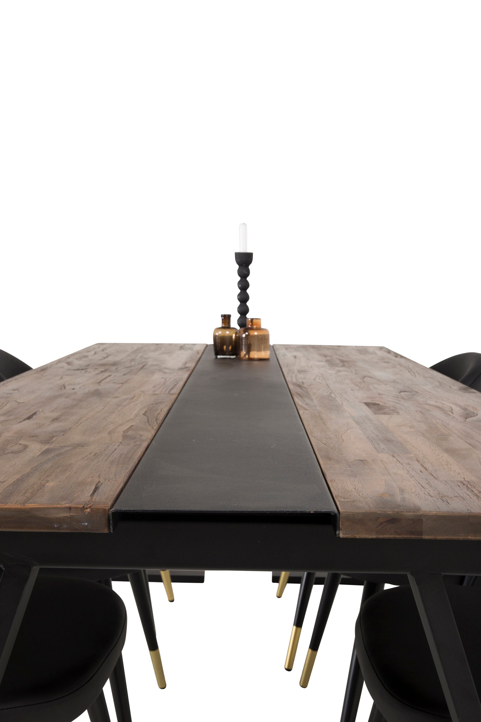 Jakarta Esszimmerset + Velvet 200cm/6St. in Schwarz / Gold präsentiert im Onlineshop von KAQTU Design AG. Esszimmerset ist von Venture Home