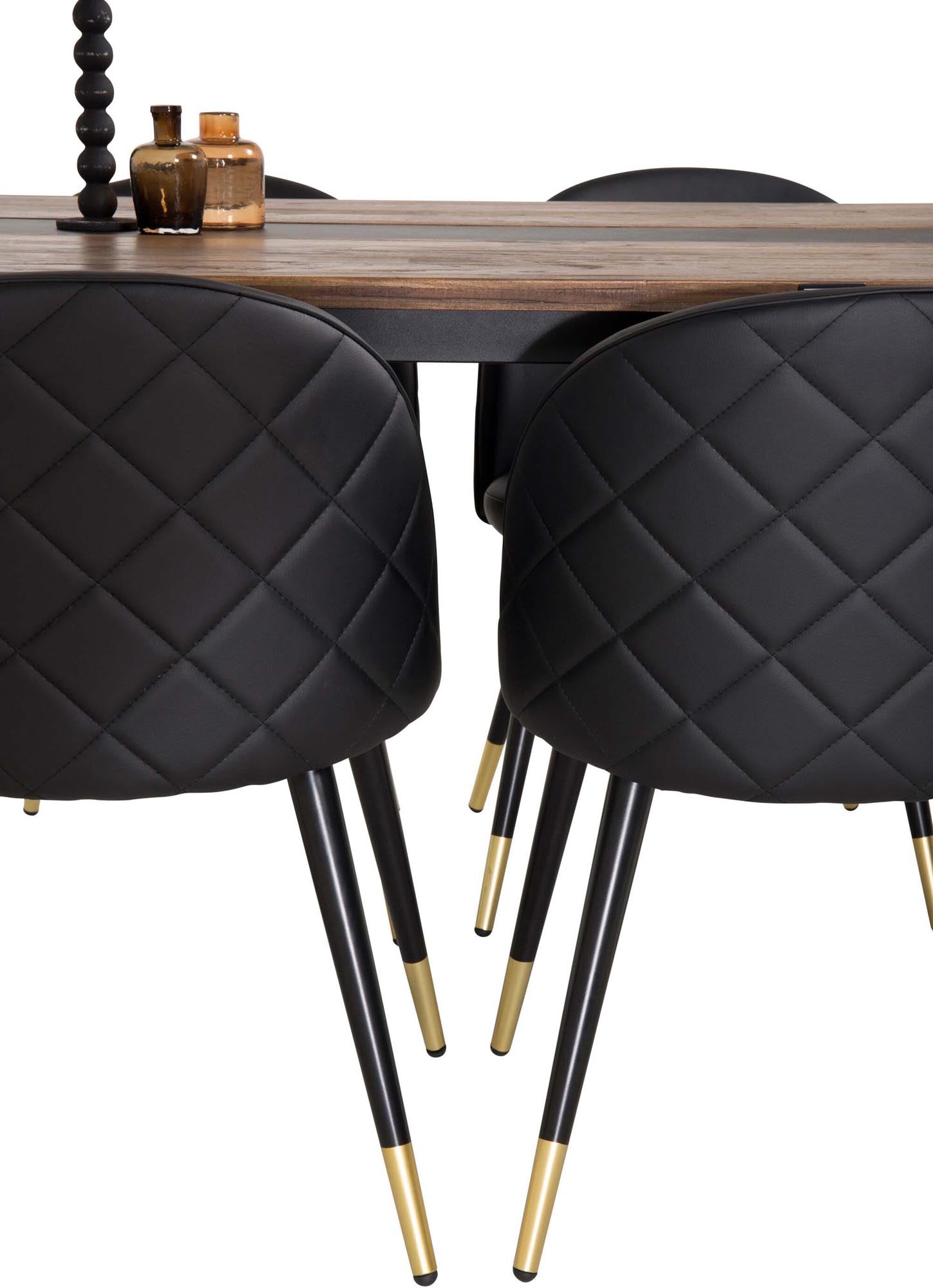 Gestalten Sie Ihr Esszimmer mit dem Jakarta Esszimmerset + Velvet von Venture Home: Stilvolles Design, ergonomische Stühle und Platz für gesellige Runden.