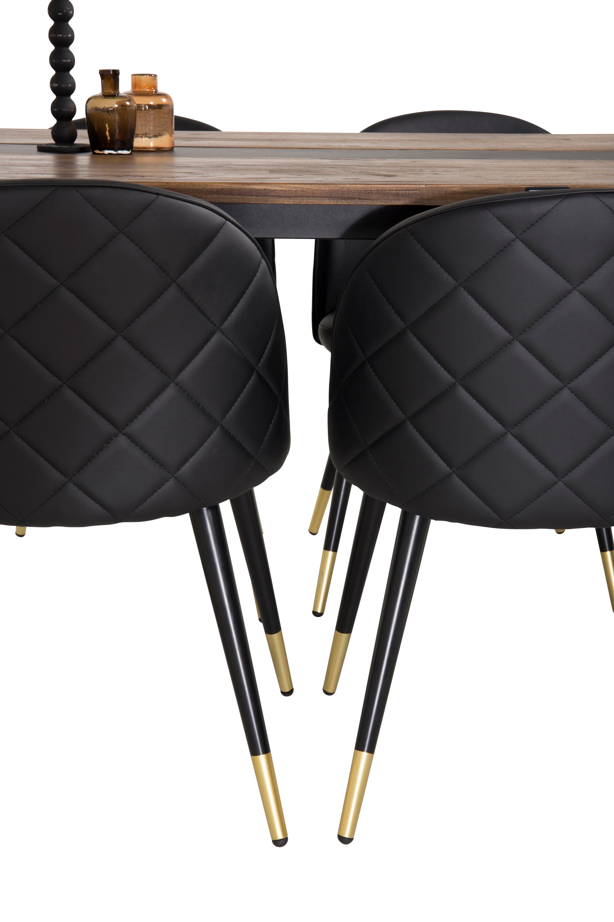 Jakarta Esszimmerset + Velvet 200cm/6St. in Schwarz / Gold präsentiert im Onlineshop von KAQTU Design AG. Esszimmerset ist von Venture Home