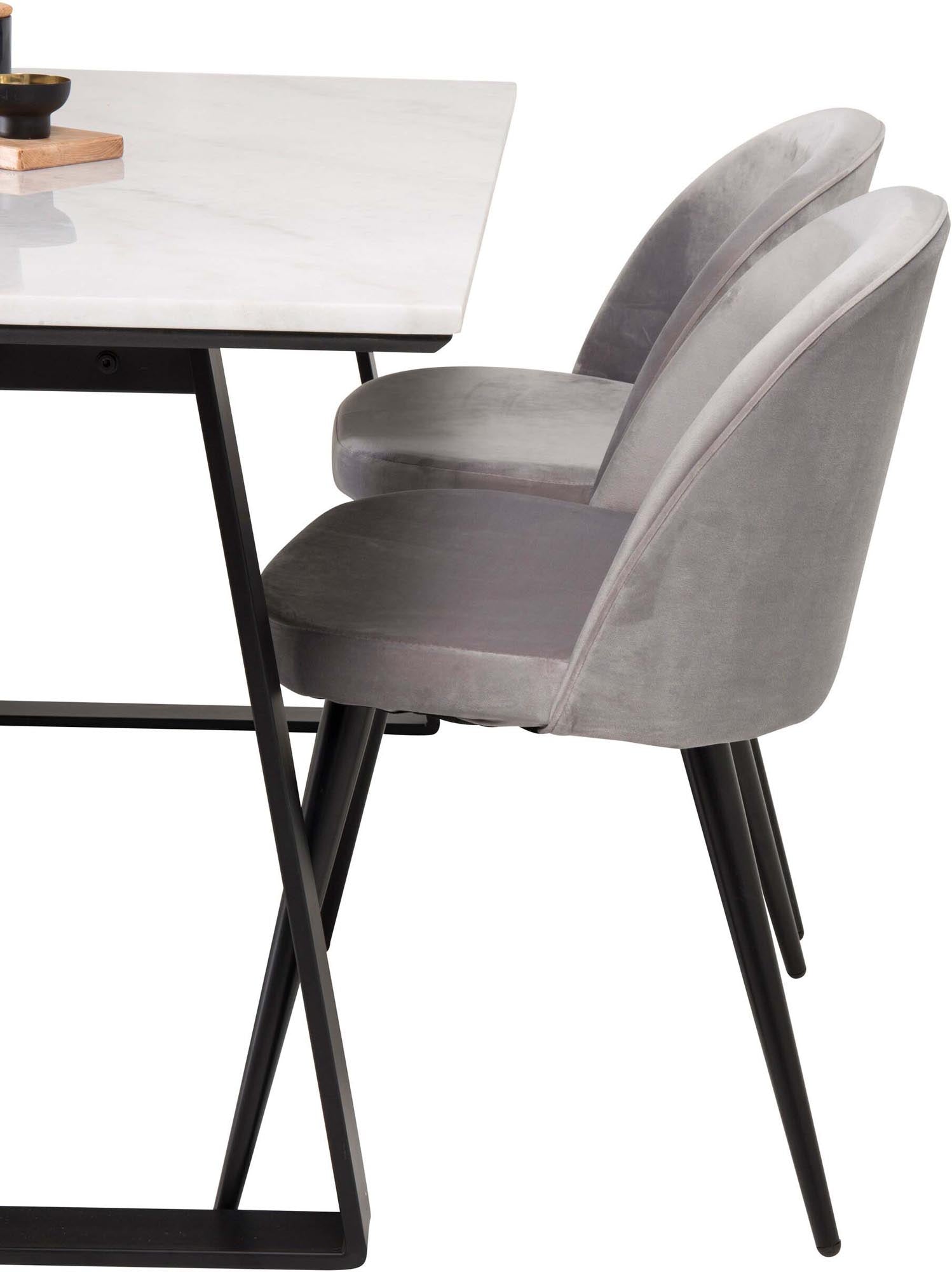 Elegantes Esszimmerset Estelle: 140cm Tisch mit 4 Samtstühlen.