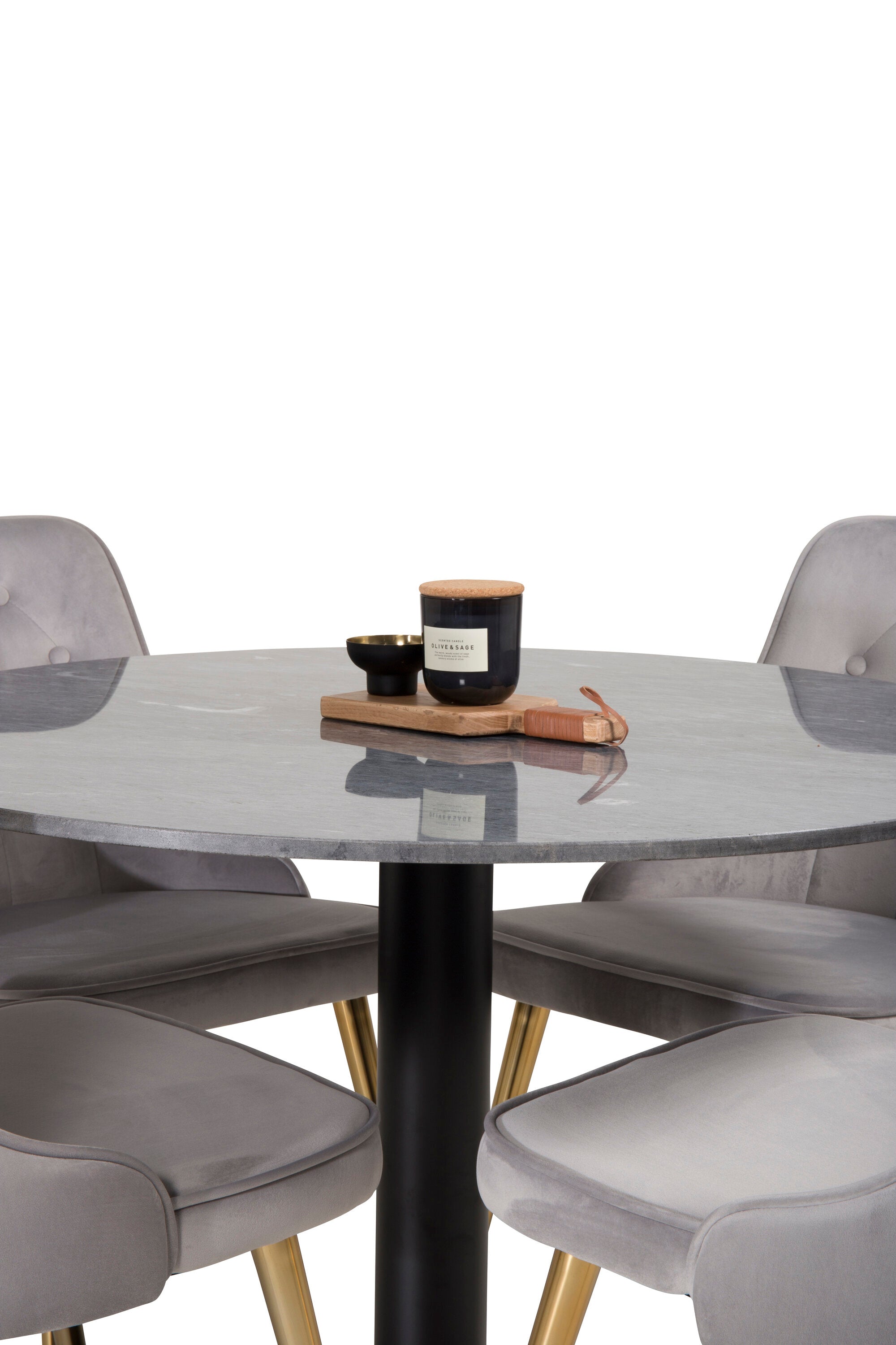 Estelle Esszimmerset + Velvet Deluxe 140cm/4St. in Beige, Gold präsentiert im Onlineshop von KAQTU Design AG. Esszimmerset ist von Venture Home