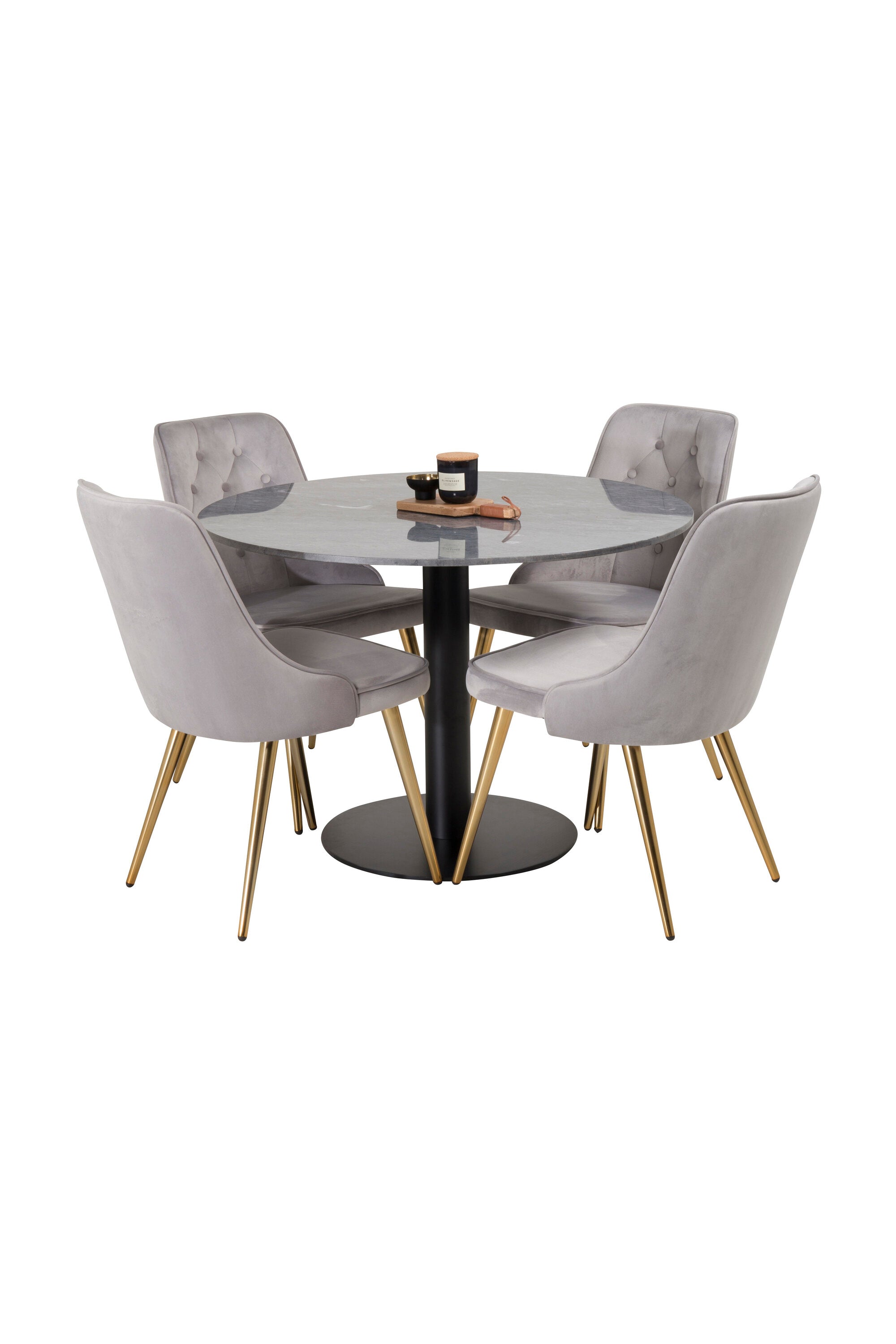 Estelle Esszimmerset + Velvet Deluxe 140cm/4St. in Beige, Gold präsentiert im Onlineshop von KAQTU Design AG. Esszimmerset ist von Venture Home