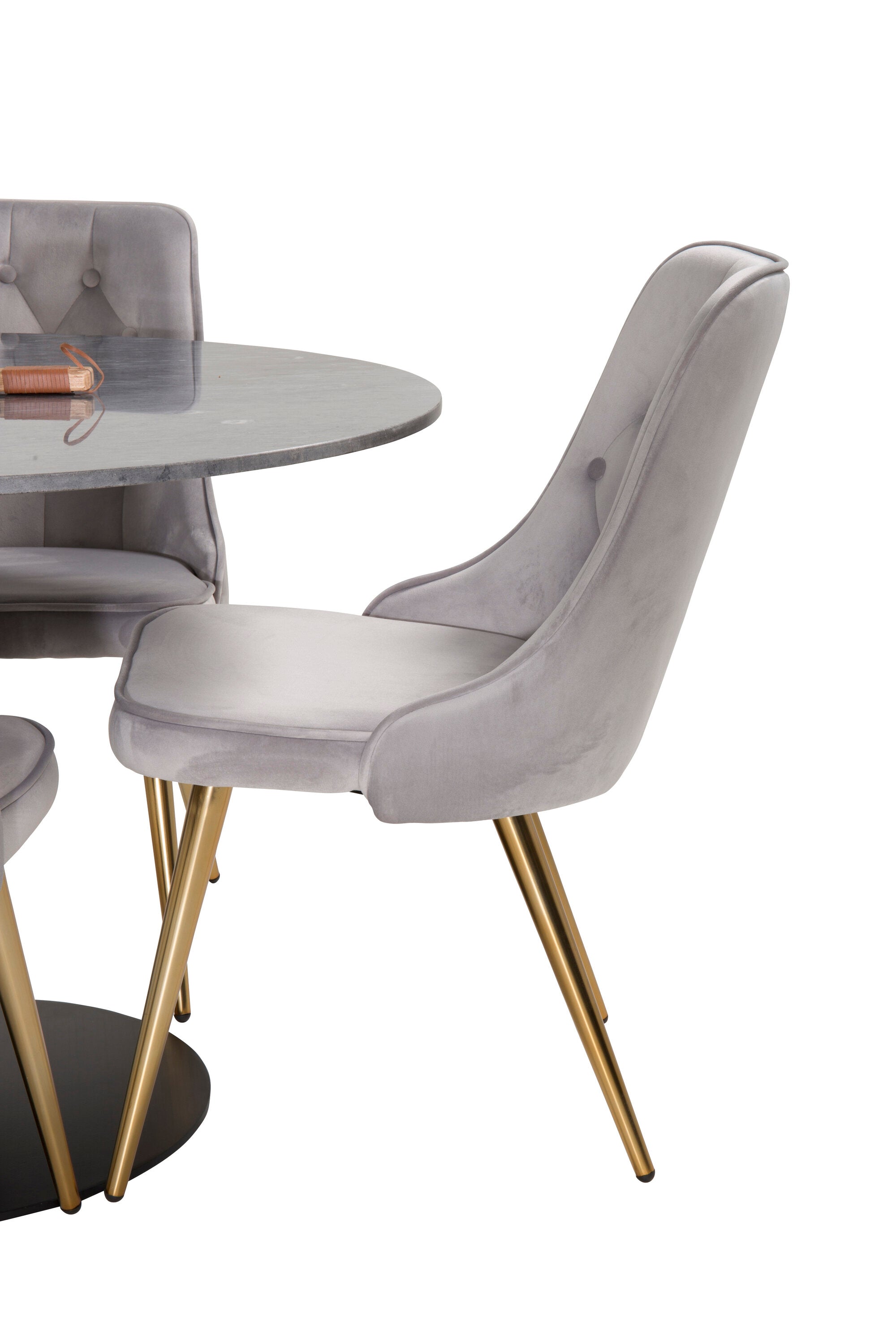 Estelle Esszimmerset + Velvet Deluxe 140cm/4St. in Beige, Gold präsentiert im Onlineshop von KAQTU Design AG. Esszimmerset ist von Venture Home