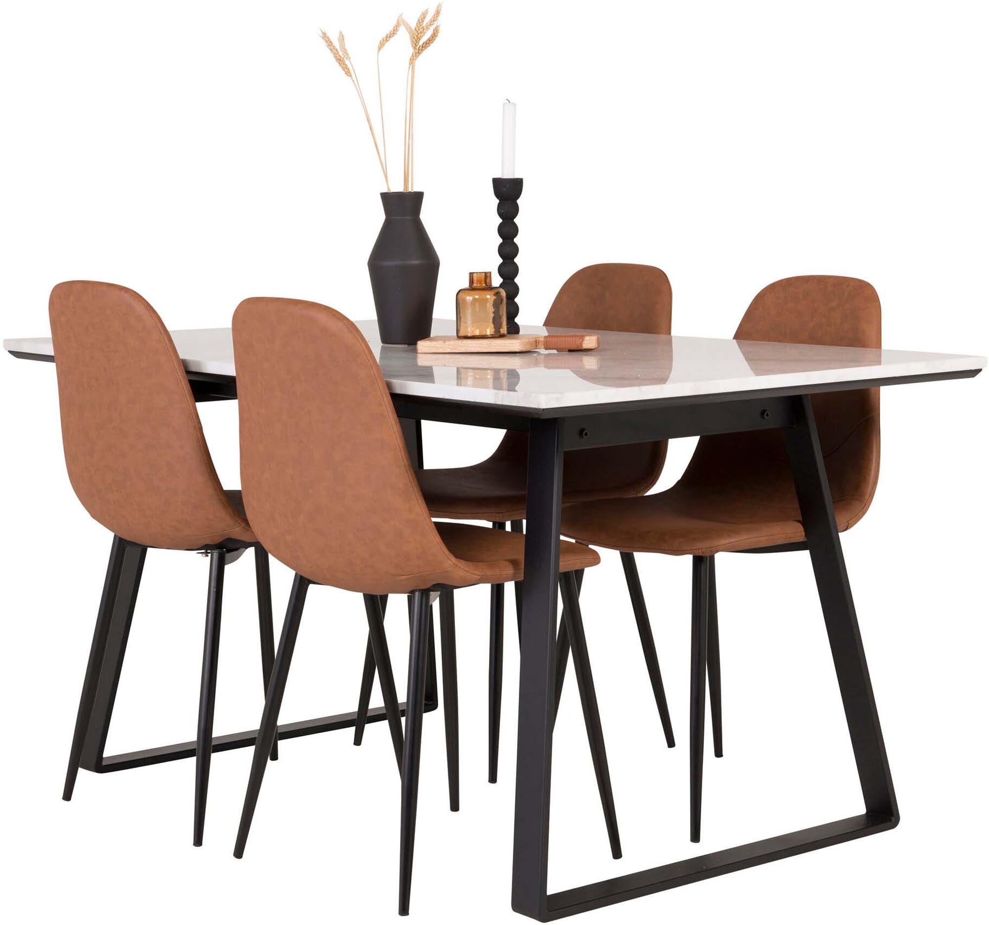 Estelle Esszimmerset + Polar 140cm/4St. in Schwarz Braun präsentiert im Onlineshop von KAQTU Design AG. Esszimmerset ist von Venture Home