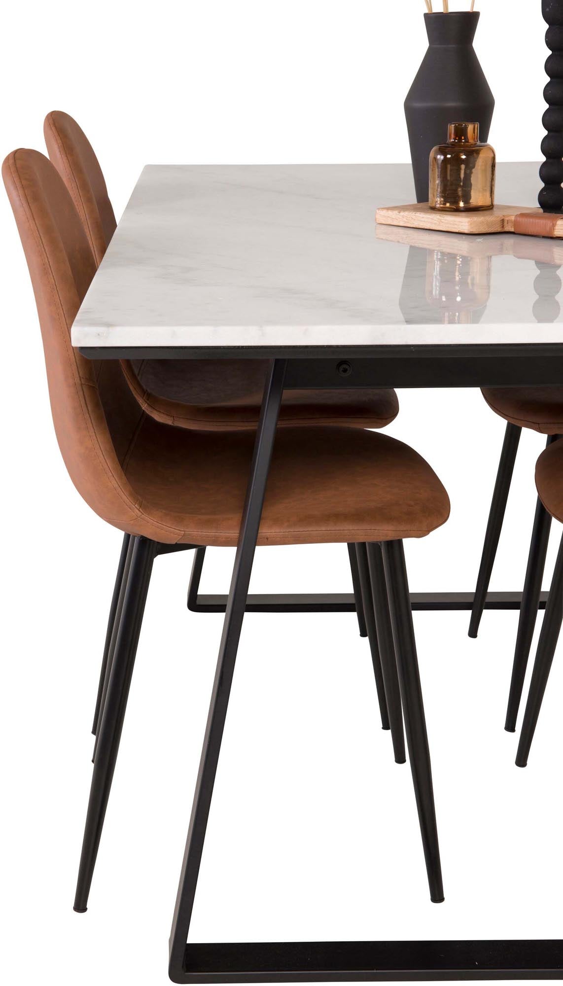Estelle Esszimmerset + Polar 140cm/4St. in Schwarz Braun präsentiert im Onlineshop von KAQTU Design AG. Esszimmerset ist von Venture Home