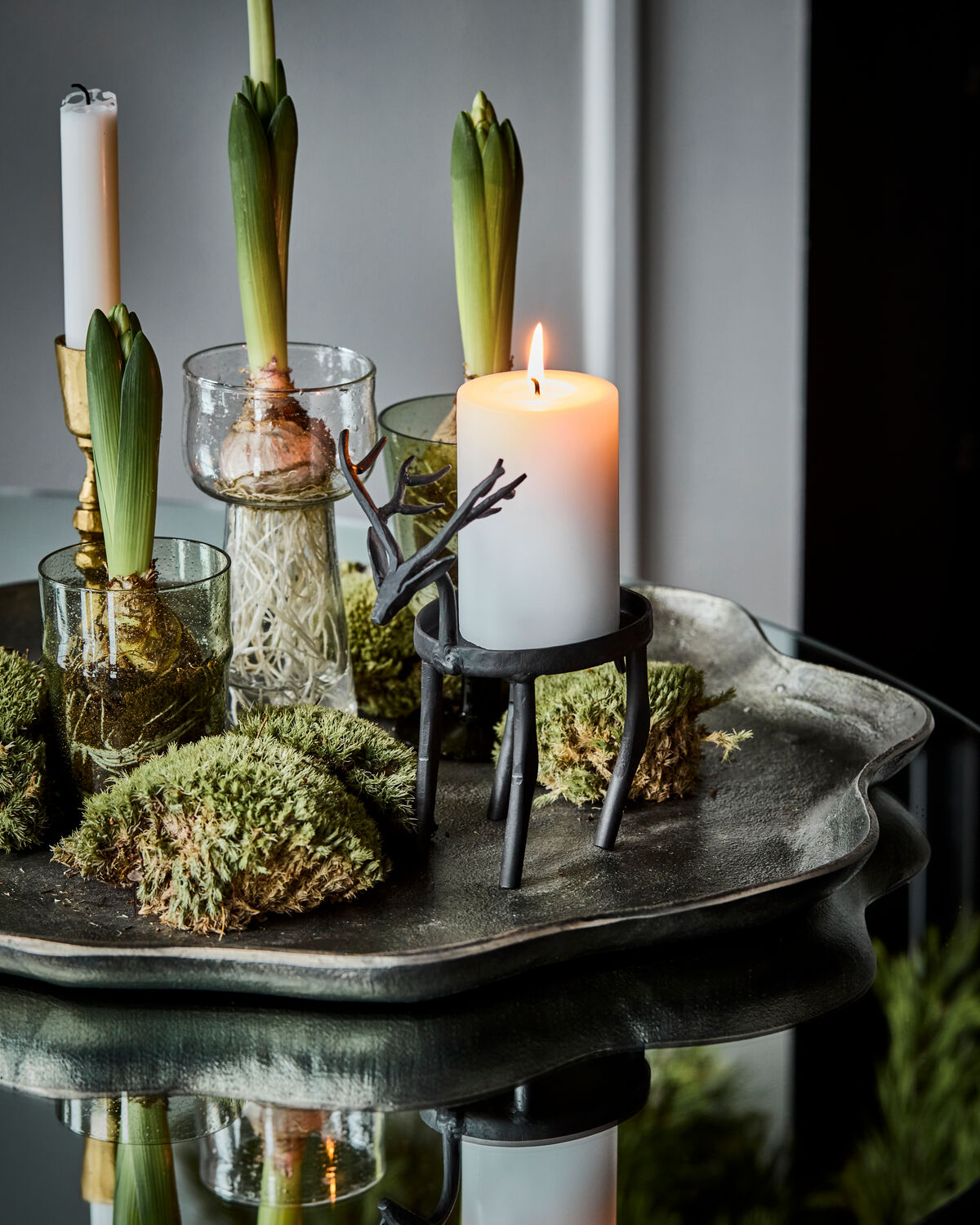 Teelichthalter, HDDeer, Schwarz in Schwarz präsentiert im Onlineshop von KAQTU Design AG. Kerzenständer ist von House Doctor