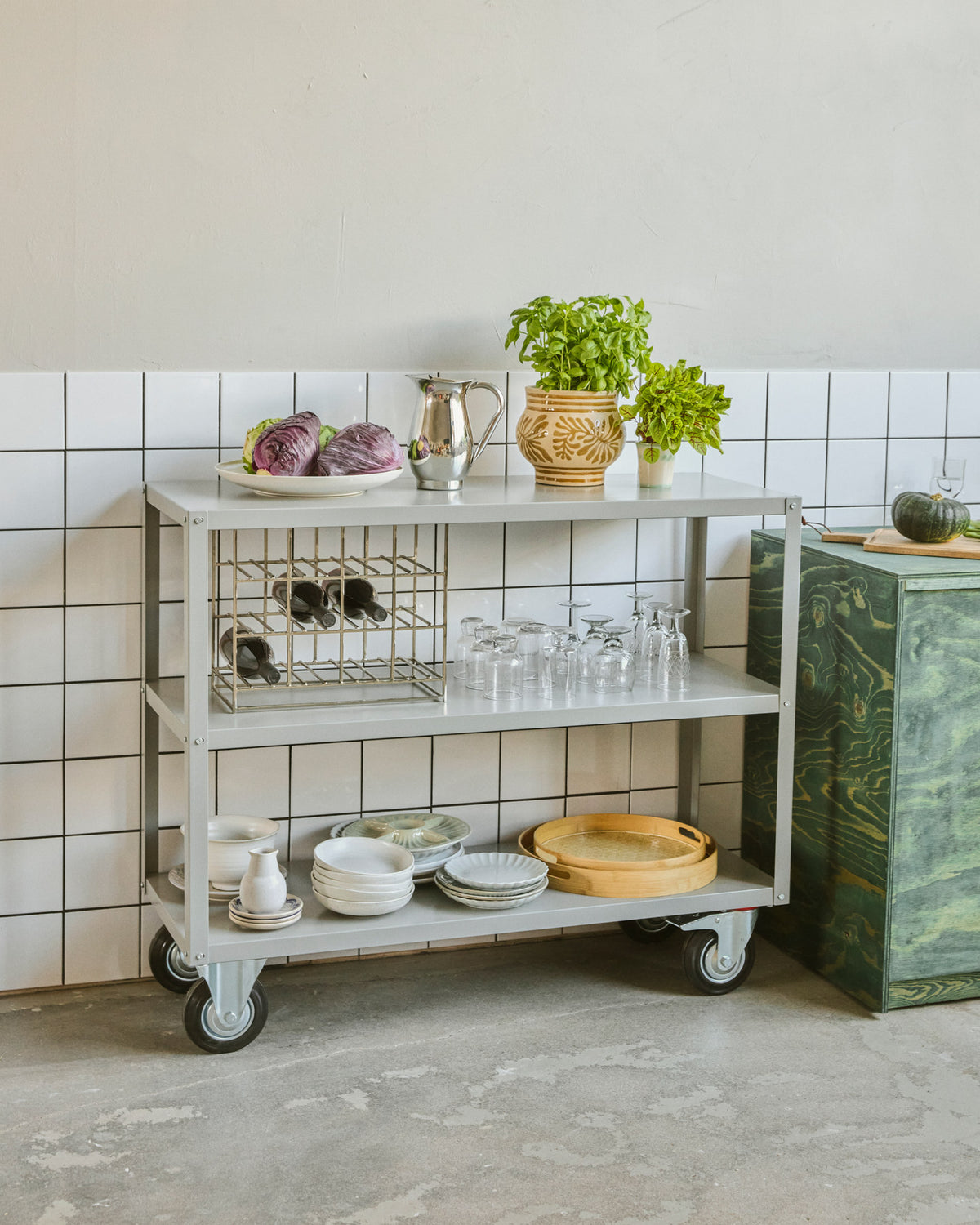Regal mit 4 Rollen, HDTrolley in Grau präsentiert im Onlineshop von KAQTU Design AG. Servierwagen ist von House Doctor