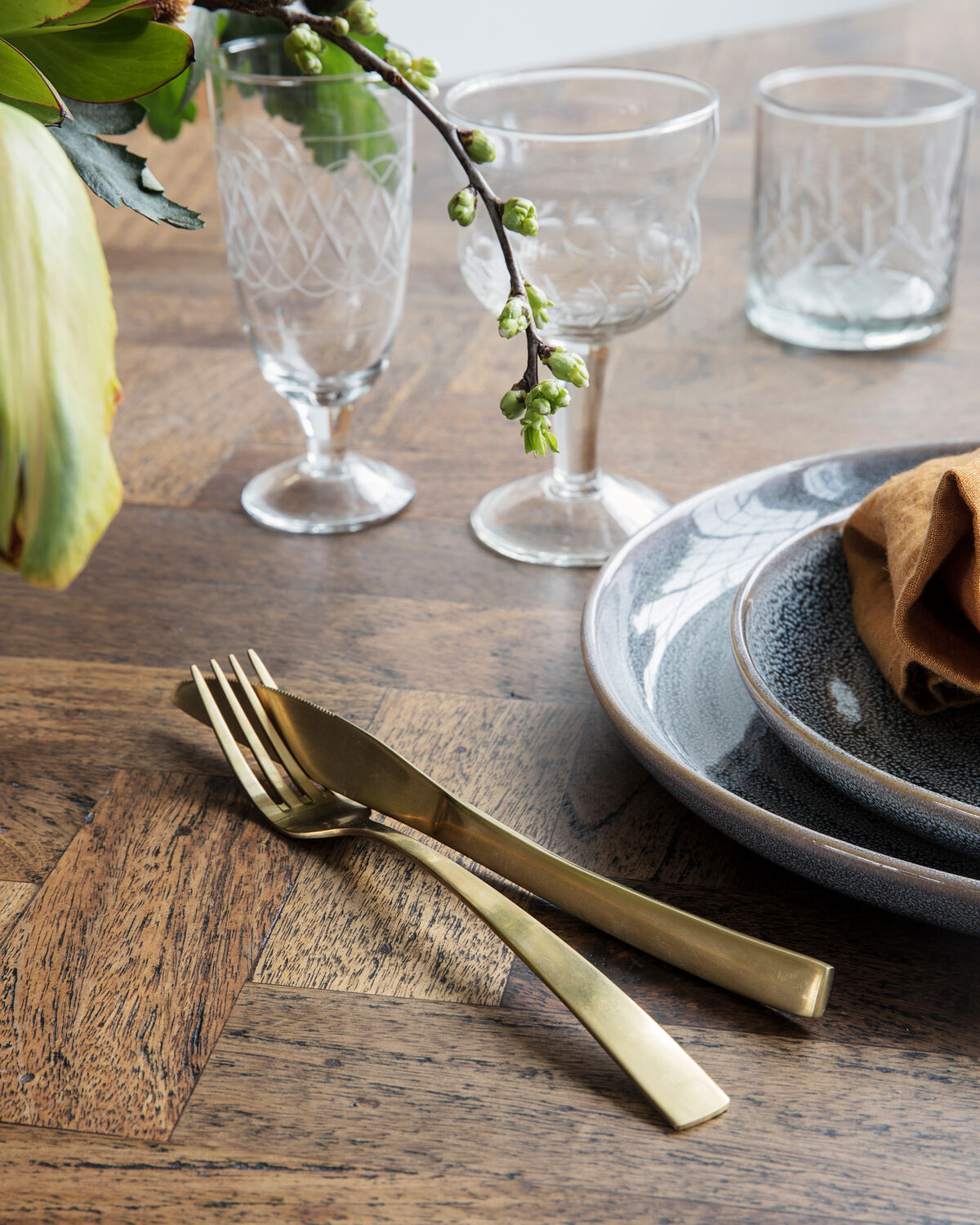 Besteckset, HDGolden, Gold in Gold präsentiert im Onlineshop von KAQTU Design AG. Besteck ist von House Doctor