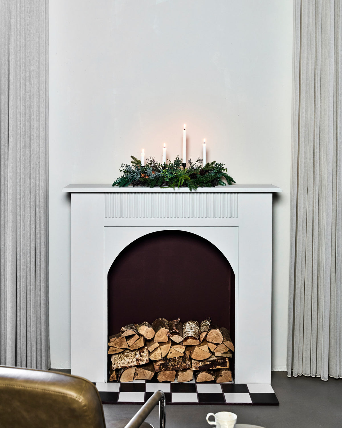 Grüner Kerzenständer HDDecor mit künstlichem Blattwerk und Kerzenhalter aus Eisen