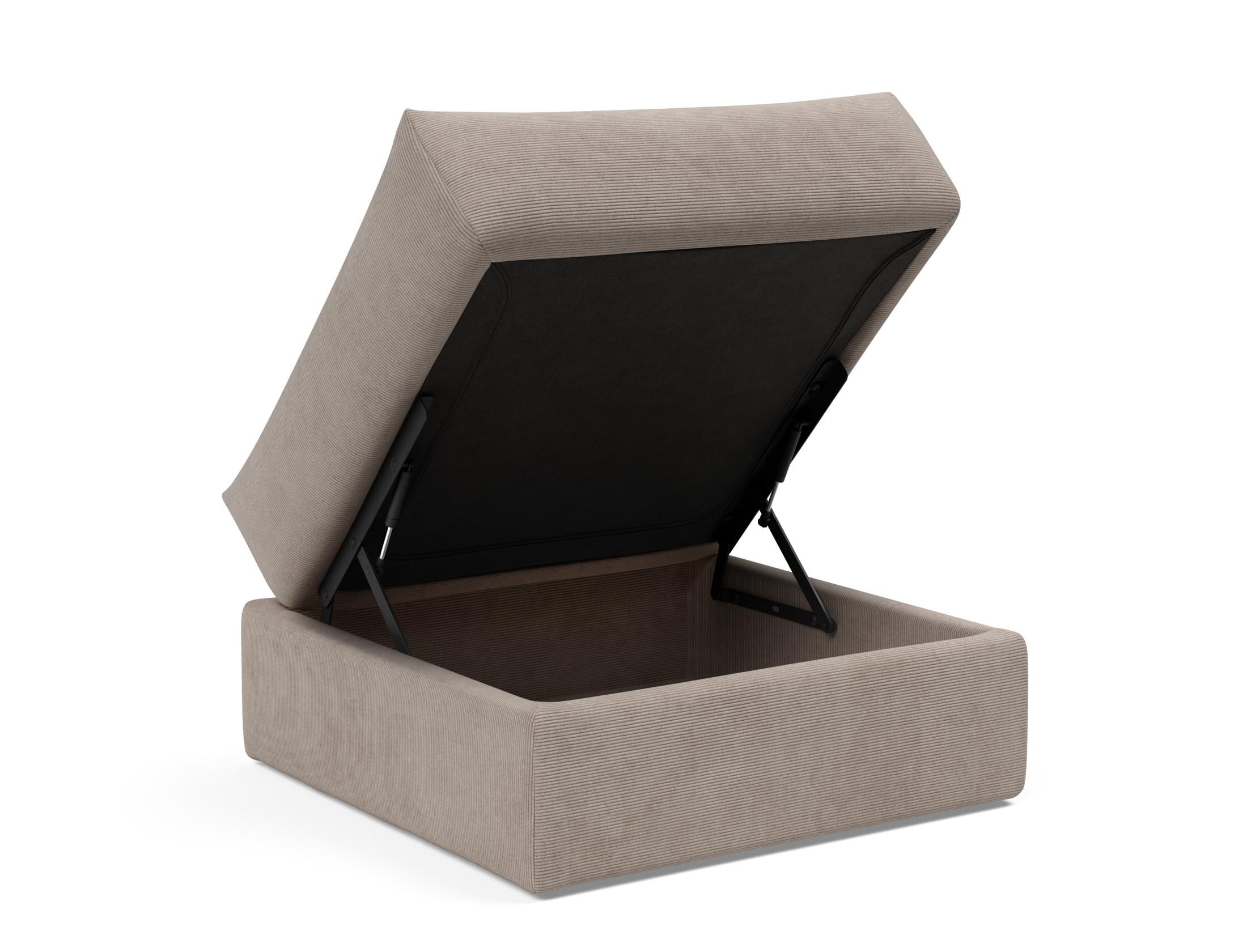 Entdecken Sie den Cornila Puff von Innovation Living: Stilvolle Ottomane mit integriertem Stauraum, ideal für Komfort und Ordnung in Ihrem Zuhause.