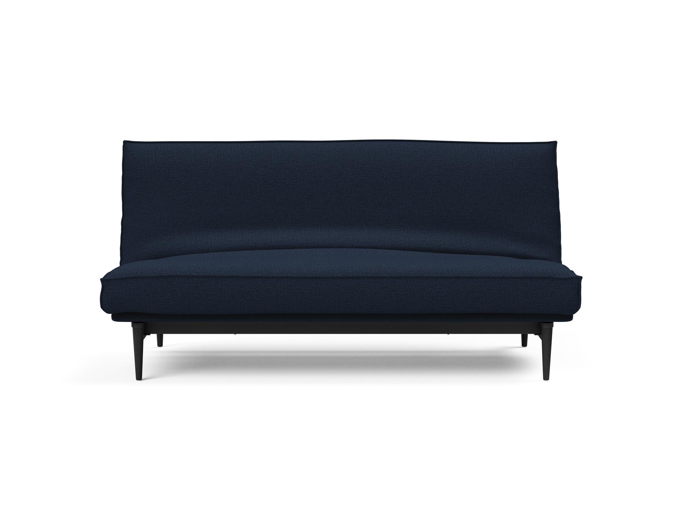 Modernes Colpus Bettsofa 140 in Schwarz mit Eichenholz, ausgestattet mit Soft Spring Bezug, ideal für vielseitige Wohnräume.