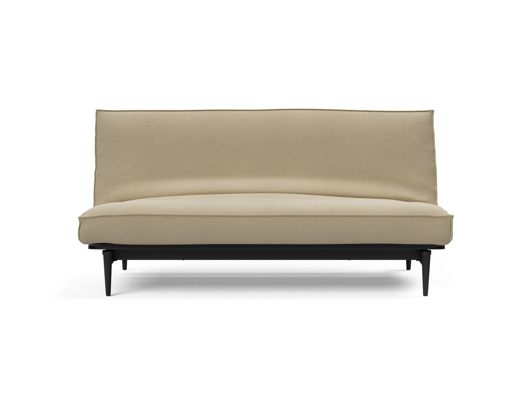 Elegantes Bettsofa Colpus 140 in Schwarz mit Eichenholz-Akzenten, perfekt für stilvolle Wohnräume und entspannte Nächte.