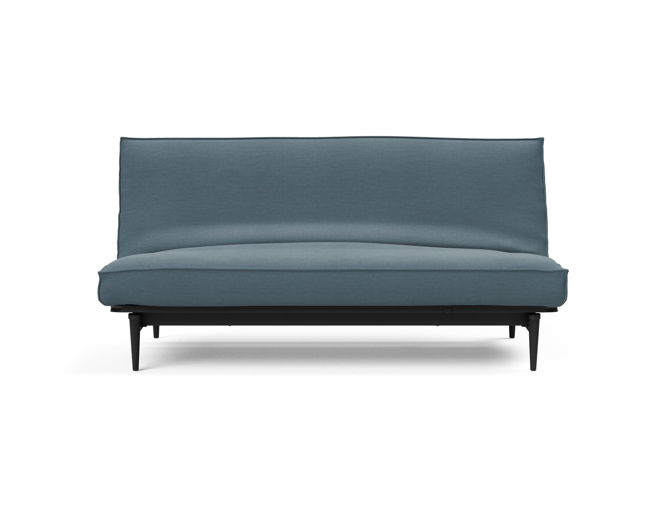 Modernes Bettsofa Colpus 140 in Schwarz mit edlen Eiche-Details, ideal für gemütliche Abende und stilvolle Einrichtung.