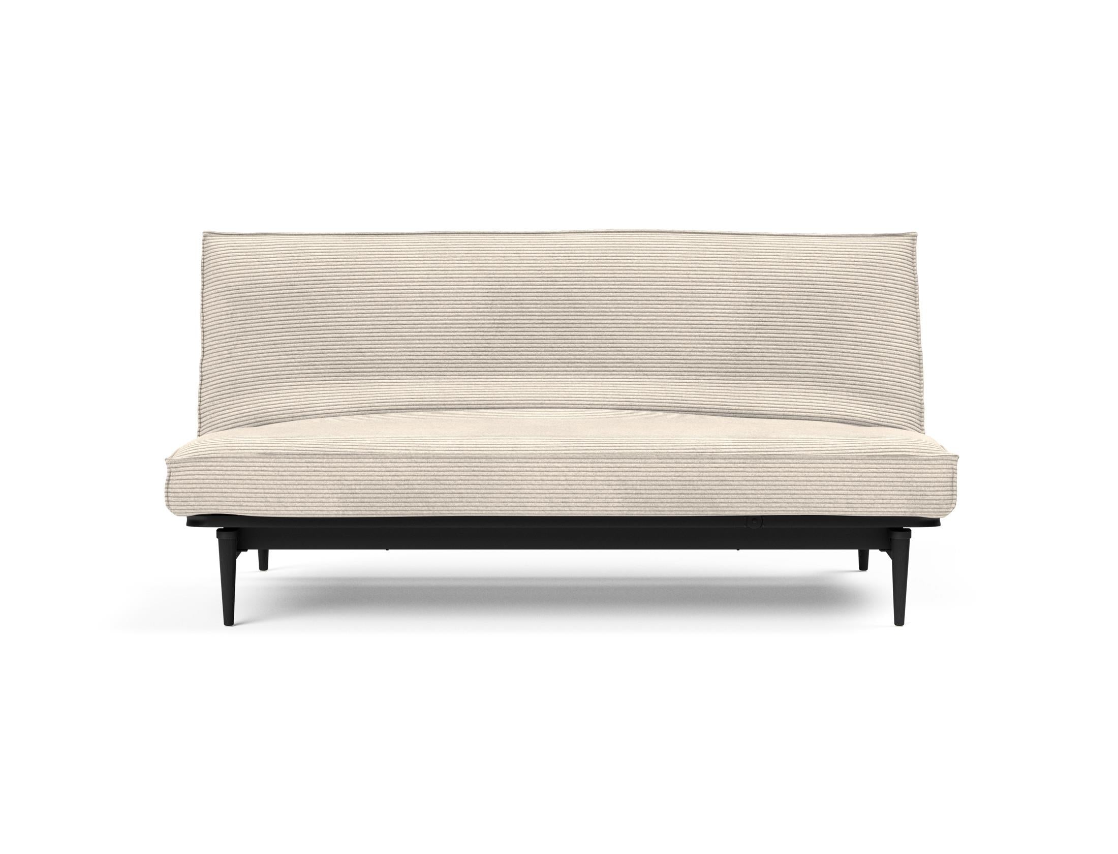 Modernes Bettsofa Colpus in schwarzer Eiche, perfekt für kompakte Wohnräume, vereint elegantes Design mit praktischer Nutzung und Bequemlichkeit.