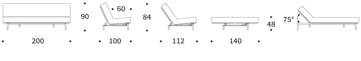 Colpus Bettsofa 140 Nordic mit Gestellbezug Soft Spring in 521 Mixed Dance Grey präsentiert im Onlineshop von KAQTU Design AG. Bettsofa ist von Innovation Living