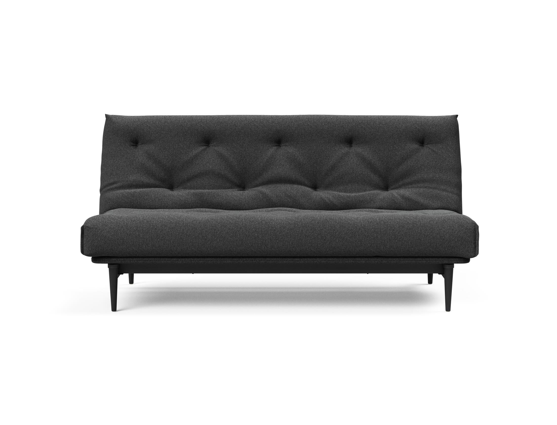 Modernes Bettsofa Colpus in Nordic Eiche schwarz, 140 cm, ausgestattet mit einem komfortablen Soft Spring Bezug – ideal für vielseitige Wohnkonzepte.