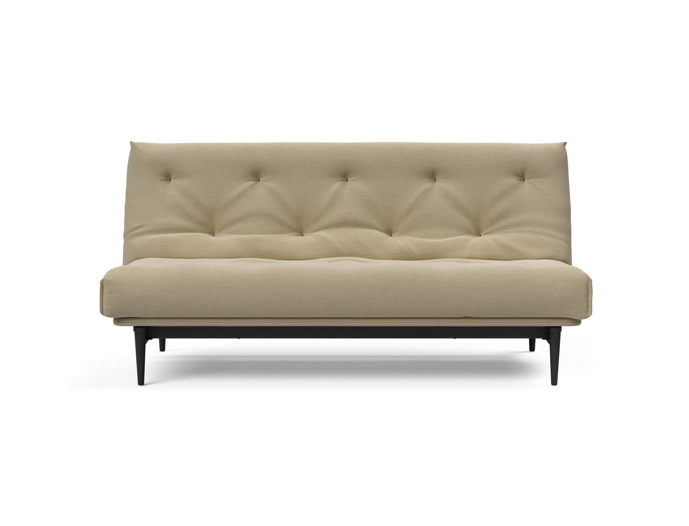 Elegantes Colpus Bettsofa in Nordic Eiche schwarz, 140 cm, ausgestattet mit einem komfortablen Soft Spring Bezug – ideal für jedes Wohnambiente.