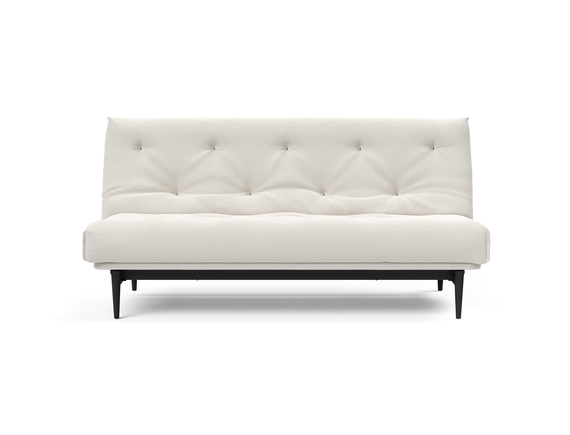 Elegantes Bettsofa Colpus in Nordic Eiche schwarz, 140 cm, ausgestattet mit einem komfortablen Soft Spring Bezug – ideal für stilvolle Wohnräume.