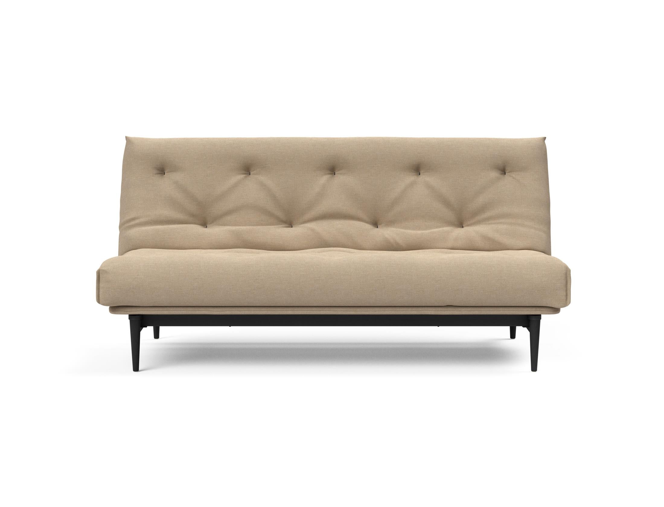 Modernes Colpus Bettsofa in Nordic Eiche schwarz, 140 cm, ausgestattet mit einem weichen Soft Spring Bezug – perfekt für gemütliche Entspannung.