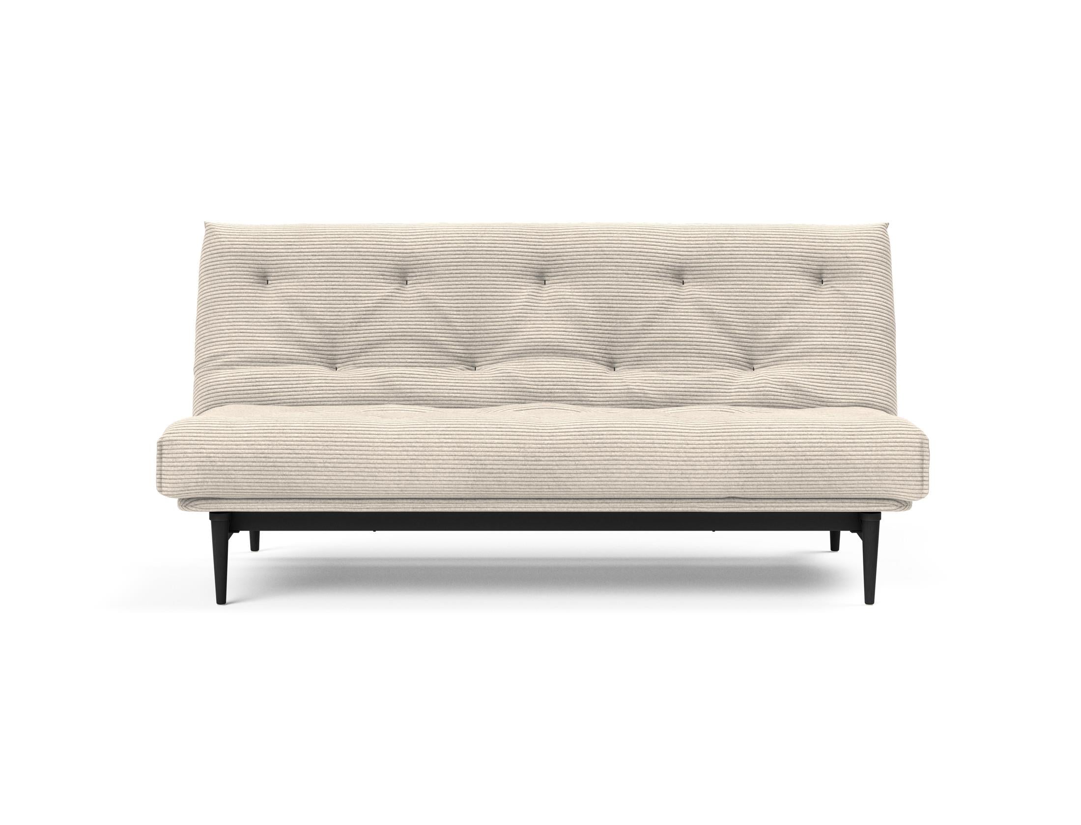 Elegantes Bettsofa Colpus in Nordic Eiche schwarz, 140 cm, ausgestattet mit einem weichen Soft Spring Bezug für höchsten Komfort und modernes Design.