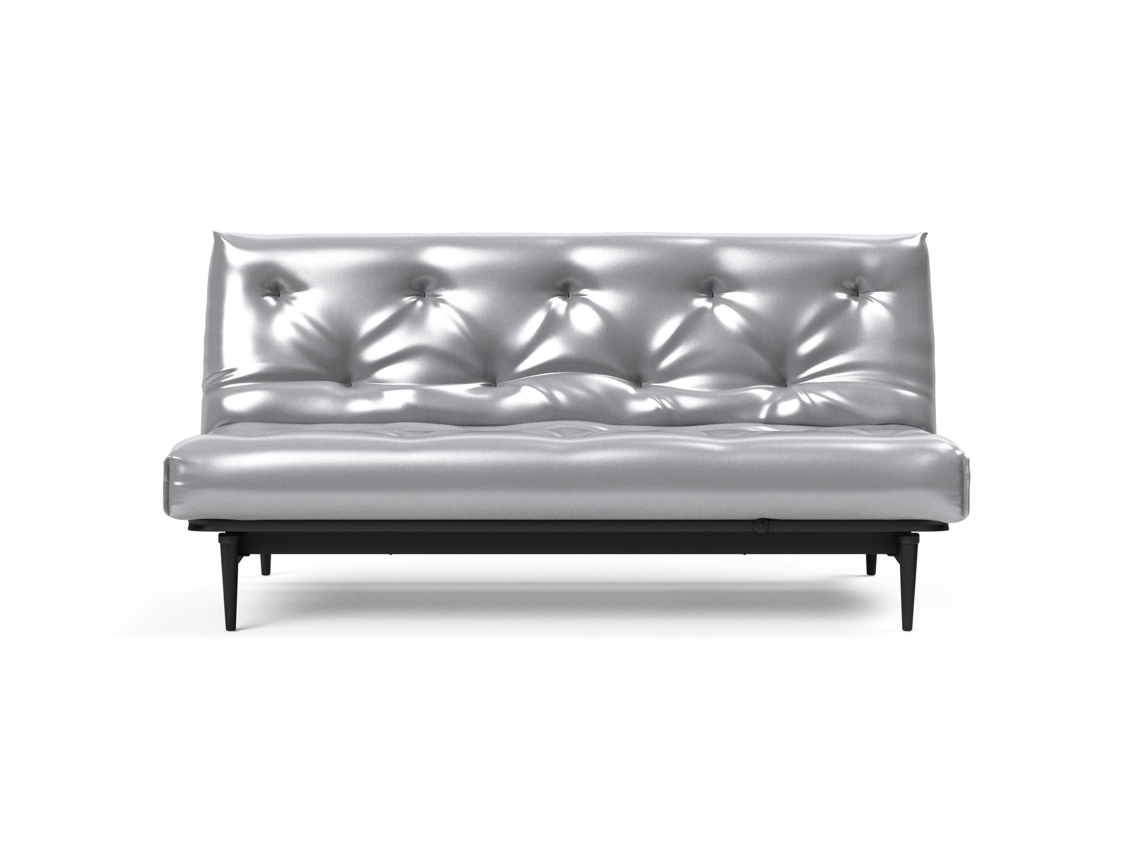 Stylisches Bettsofa Colpus in Nordic Eiche schwarz, ideal für kompakte Wohnräume, vereint Funktionalität und zeitgemäße Ästhetik.