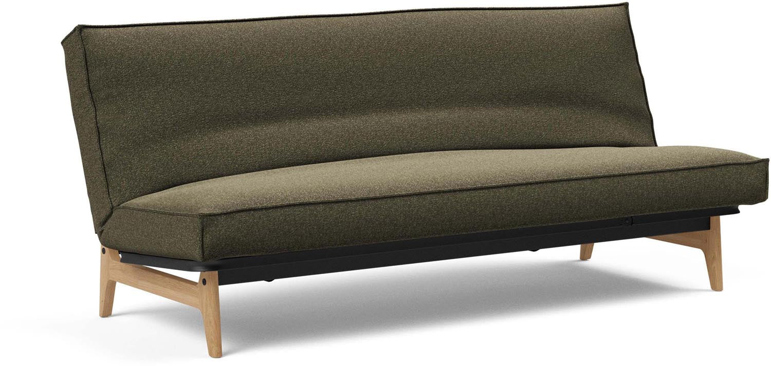 Aslak 120 Bettsofa mit Sharp Plus Cover: modernes Design, abnehmbarer Bezug, robuste Konstruktion und vielseitige Matratzenoptionen für jeden Bedarf.