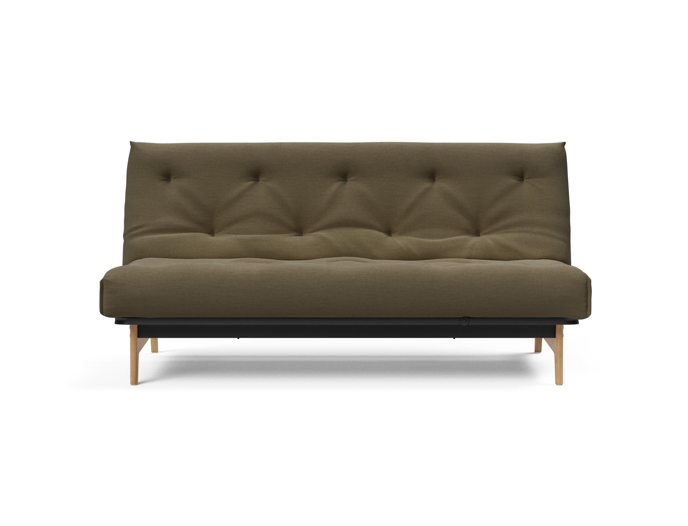 Elegantes Aslak 140 Bettsofa im skandinavischen Stil, ideal für kleine Räume, bietet Komfort und praktische Schlafgelegenheit.