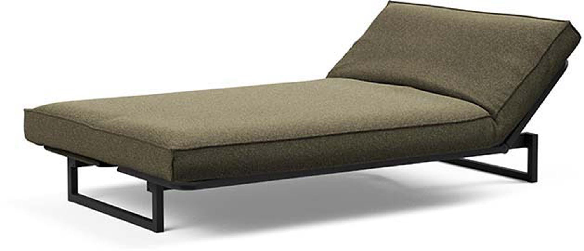 Erleben Sie das Fraction 120 Bettsofa Sharp Plus Cover von Innovation Living – ein modernes Sofa, das sich mühelos in ein bequemes Bett verwandelt und ideal für kleine Räume ist.