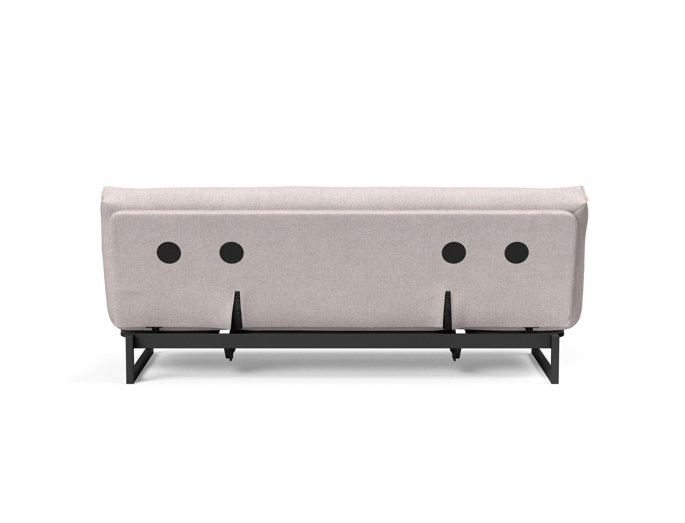 Fraction 120 Bettsofa Nordic Soft Spring: modernes skandinavisches Design, ideal für kompakte Räume, bietet hohen Sitzkomfort und eine praktische Schlafgelegenheit.