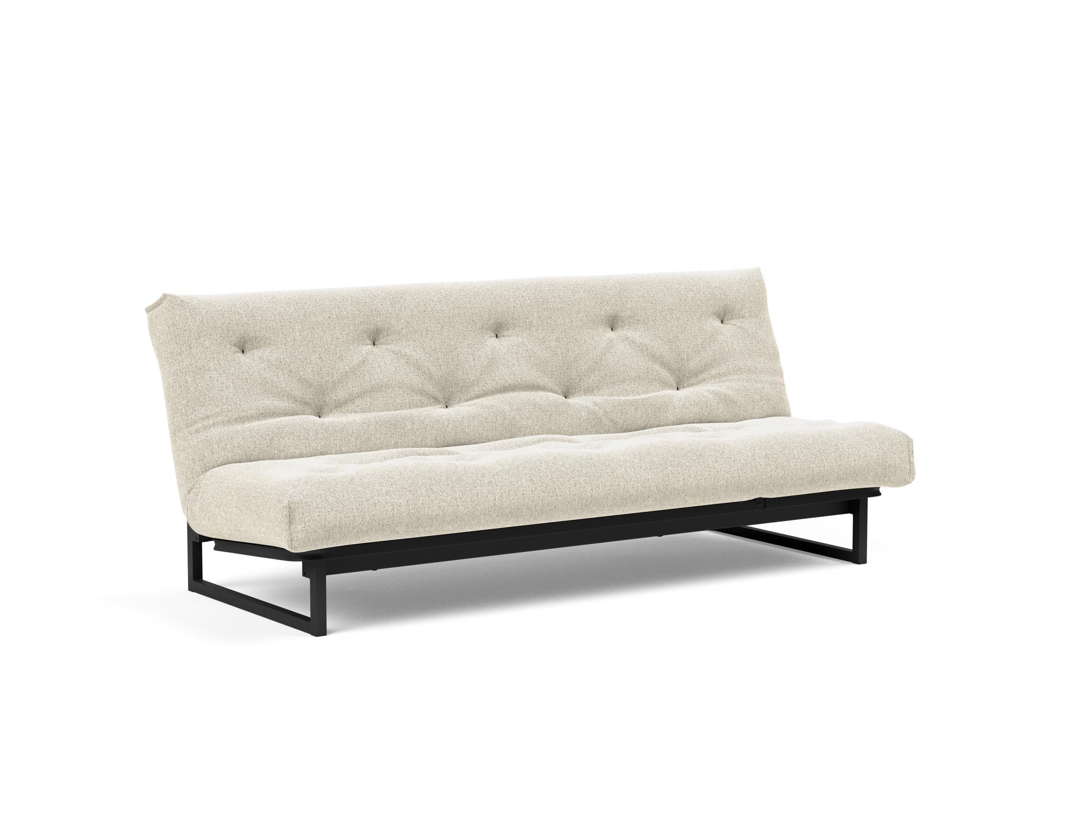 Fraction 120 Bettsofa Nordic Soft Spring: stilvolles skandinavisches Sofa, perfekt für kleine Wohnungen, vereint Komfort und Funktionalität für entspannte Nächte.