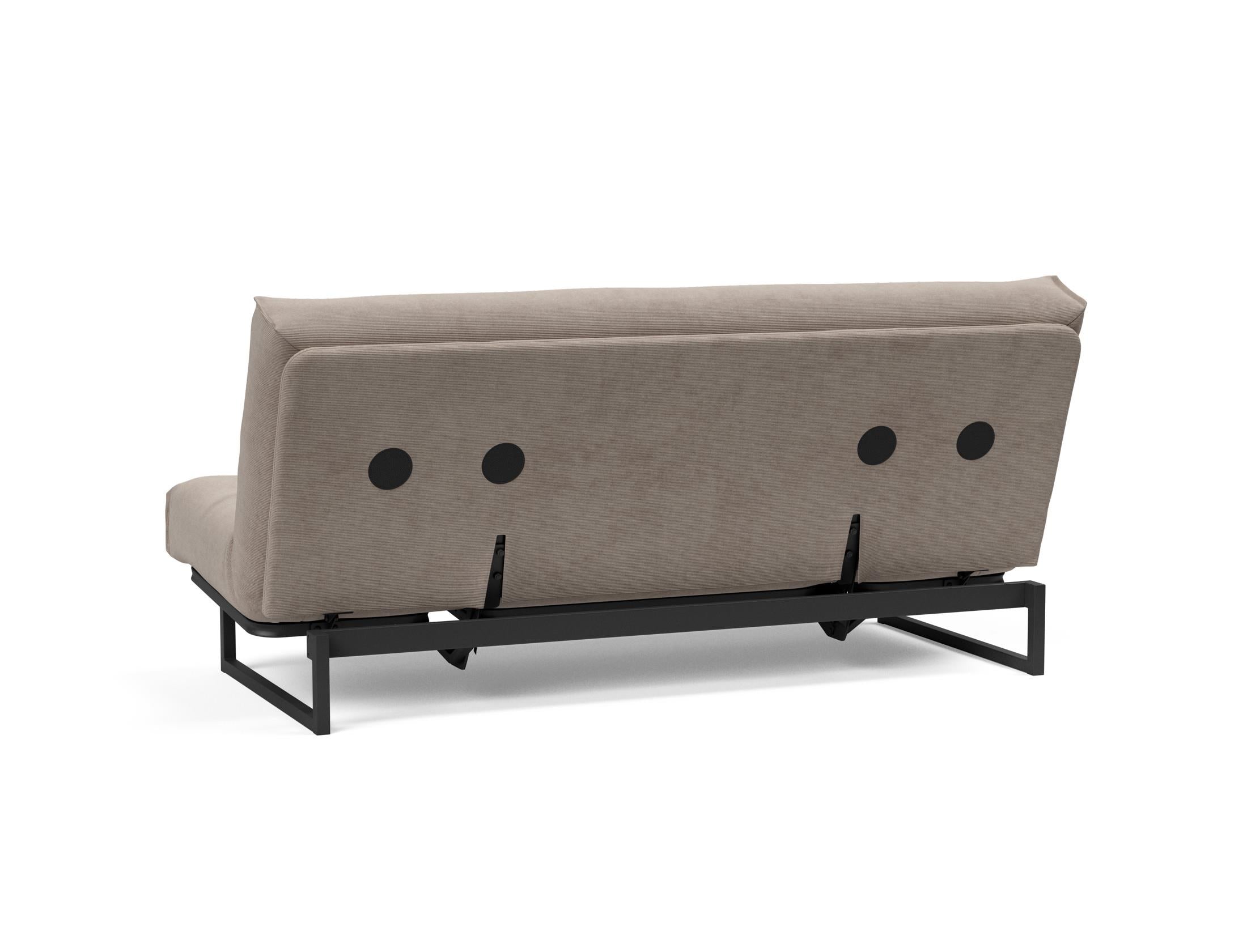 Fraction 140 Bettsofa Nordic: Elegantes, funktionales Sofa für kleine Räume, vereint skandinavisches Design mit optimalem Schlafkomfort und Flexibilität.