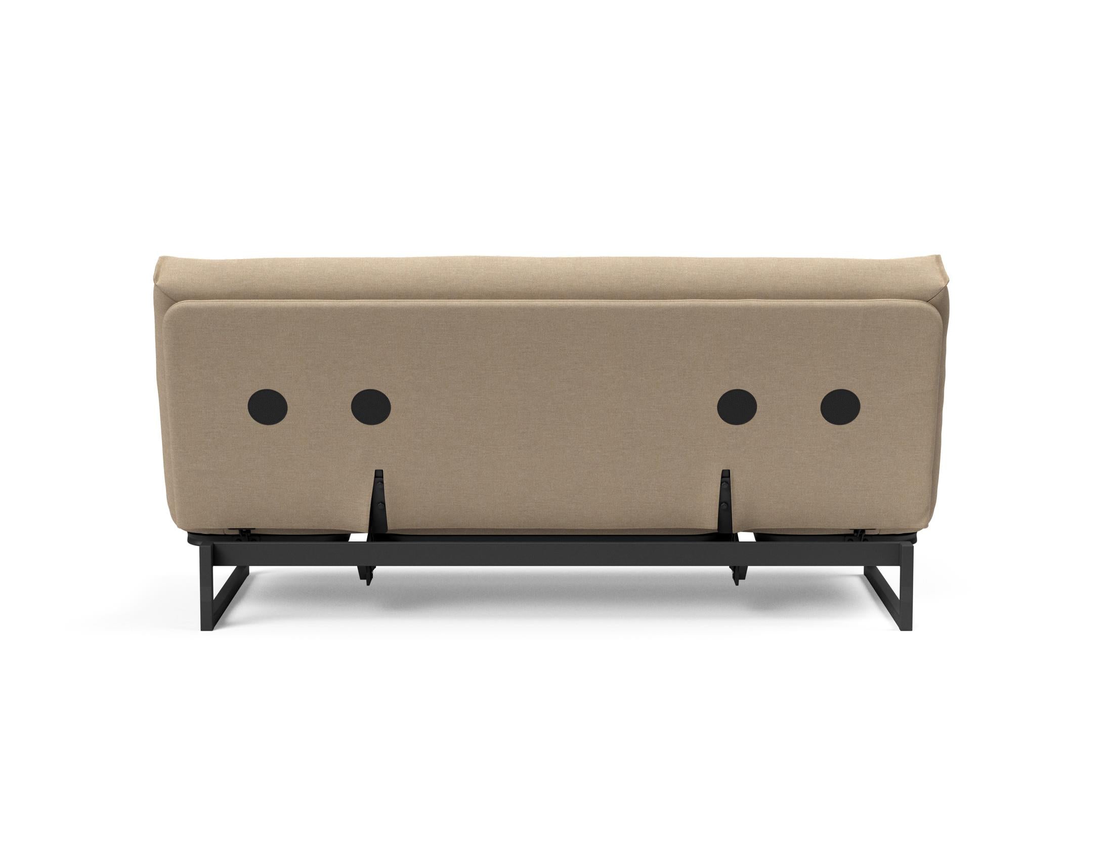 Fraction 140 Bettsofa Nordic Soft Spring: modernes skandinavisches Sofa, perfekt für kompakte Wohnräume, bietet stilvollen Komfort und praktische Schlaflösung.