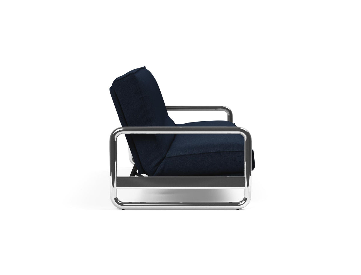 Lomira Schlafsofa 140 Sharp Plus mit Gestellbezug Soft Spring in 528 Mixed Dance Blue präsentiert im Onlineshop von KAQTU Design AG. Bettsofa ist von Innovation Living