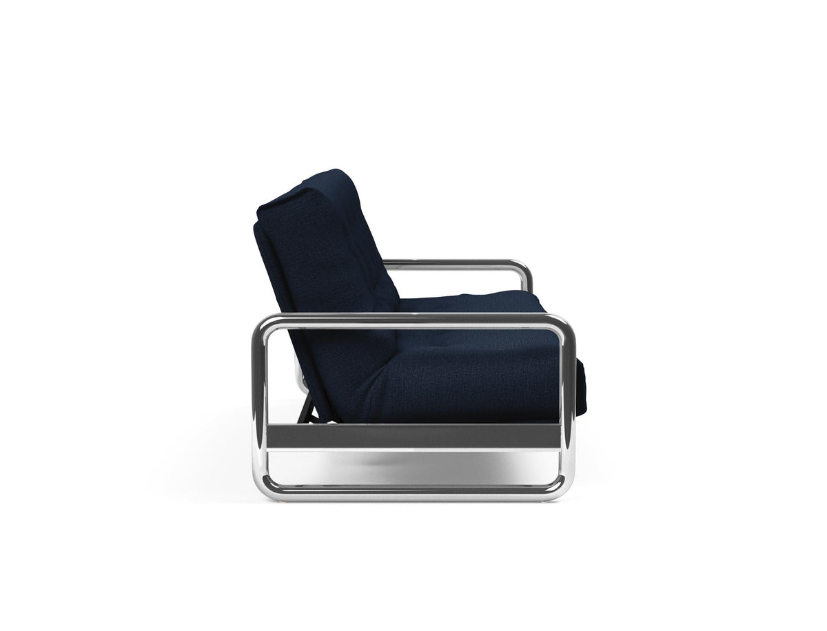 Lomira Schlafsofa 140 Nordic mit Gestellbezug Soft Spring in 528 Mixed Dance Blue präsentiert im Onlineshop von KAQTU Design AG. Bettsofa ist von Innovation Living