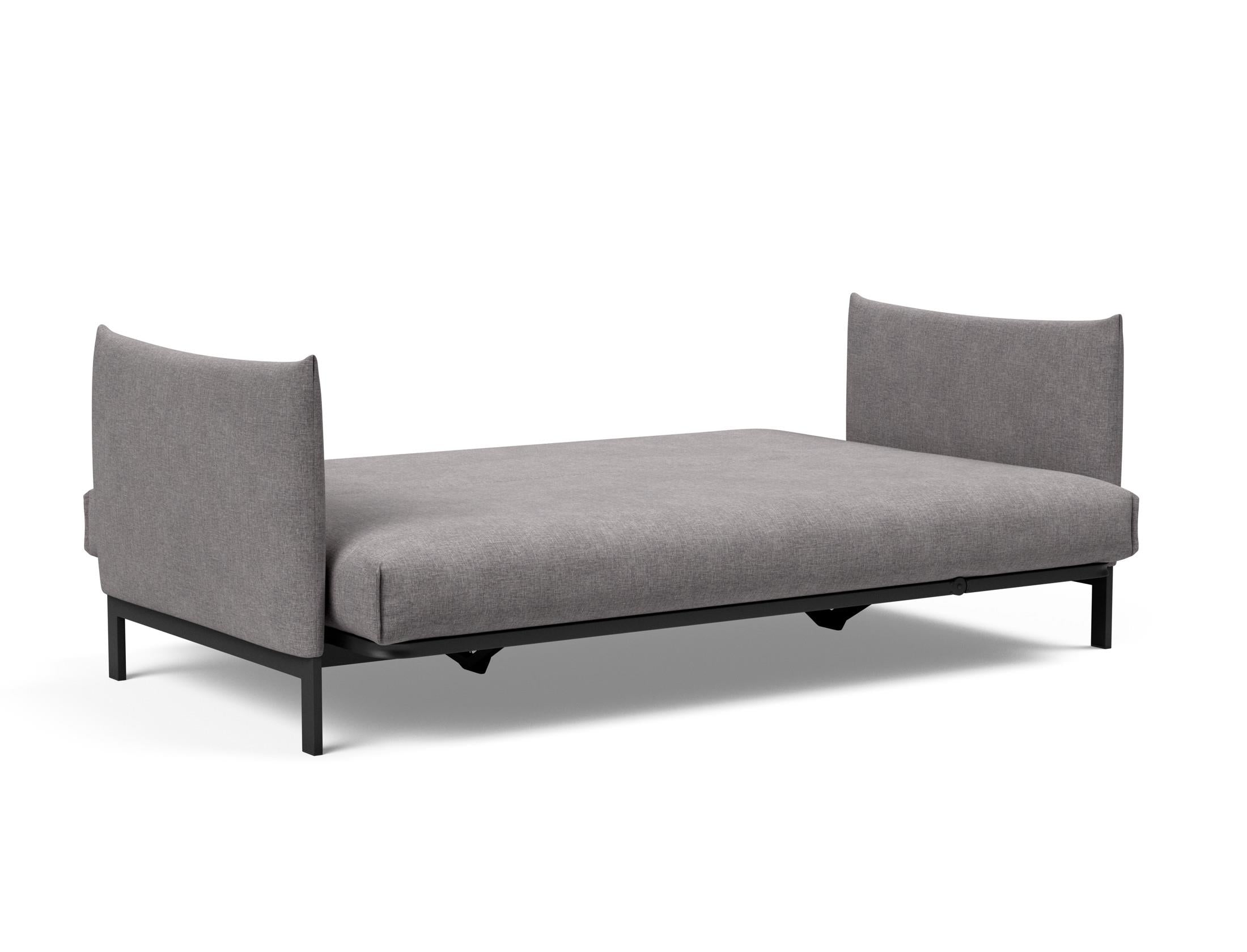 Erleben Sie das Junus 140 Bettsofa Nordic Cover von Innovation Living – eine elegante Lösung für Sitzen und Schlafen, ideal für kleine Räume.