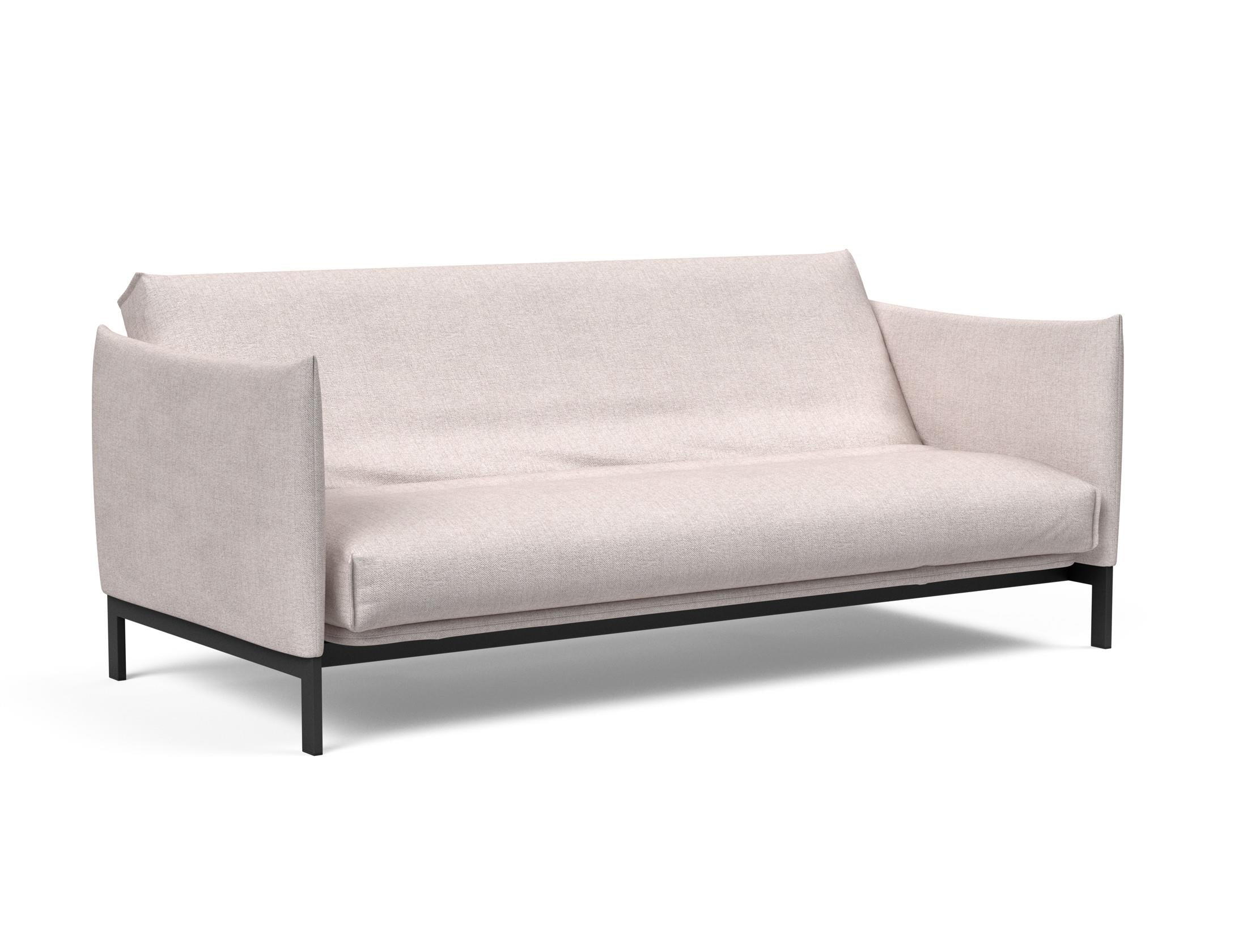 Erleben Sie das Junus 140 Bettsofa Nordic Cover von Innovation Living – eine elegante Lösung für Sitzen und Schlafen, ideal für kleine Räume.