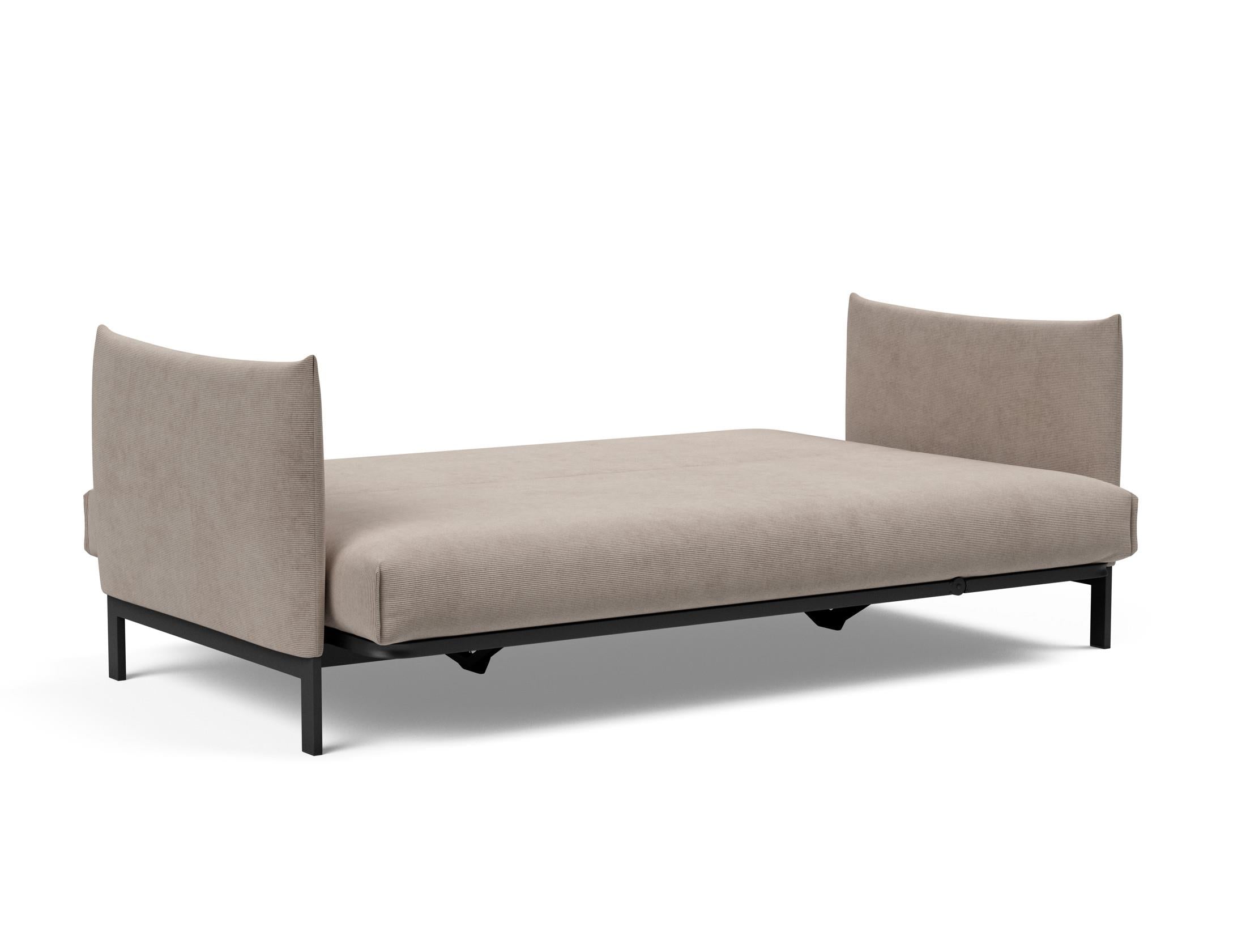 Erleben Sie das Junus 140 Bettsofa Nordic Cover von Innovation Living – eine elegante Lösung für Sitzen und Schlafen, ideal für kleine Räume.