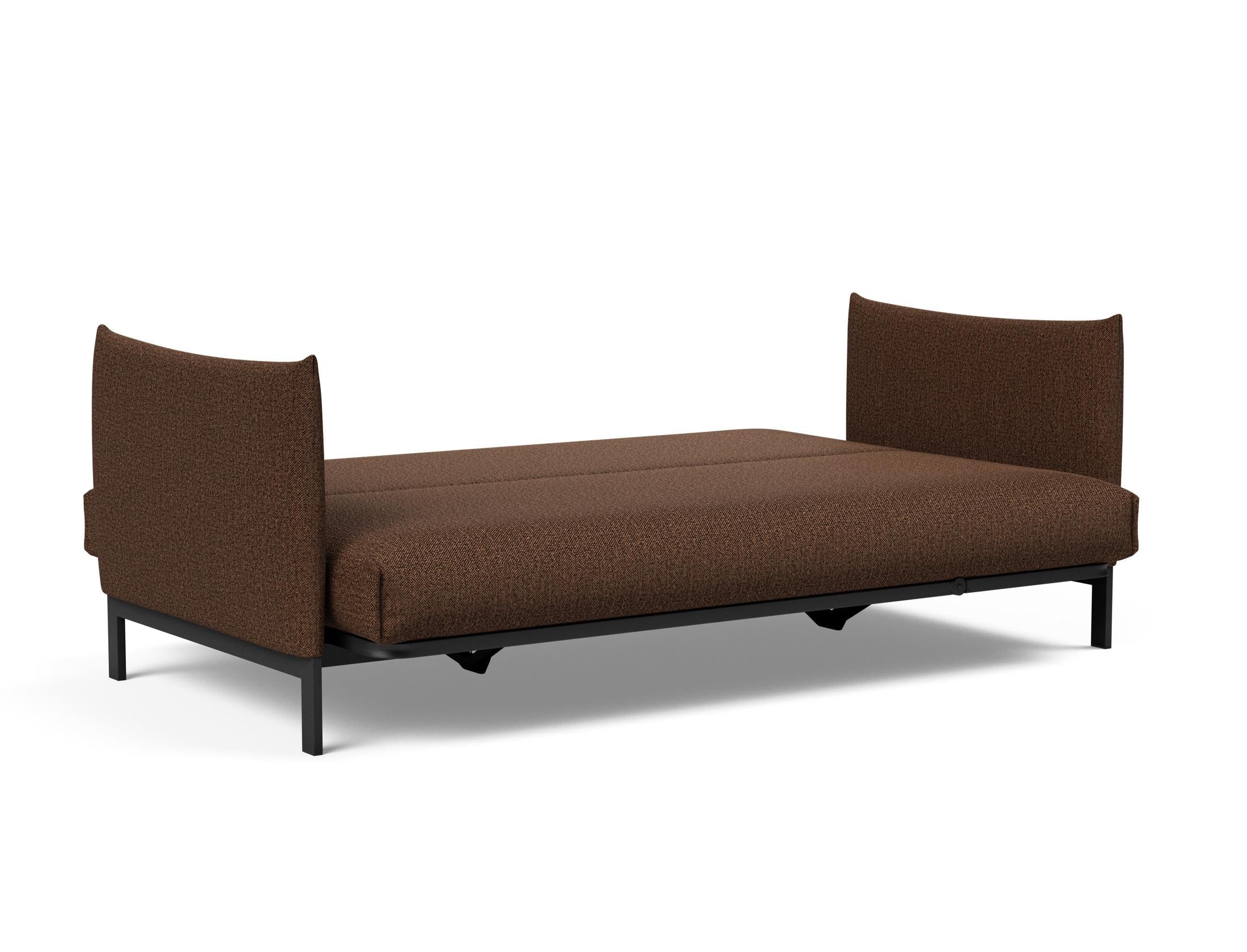 Erleben Sie das Junus 140 Bettsofa Nordic Cover von Innovation Living – eine elegante Lösung für Sitzen und Schlafen, ideal für kleine Räume.