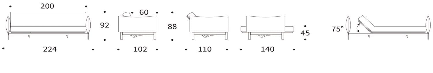 Erleben Sie das Junus 140 Bettsofa Nordic von Innovation Living: Stilvolles, funktionales Design, das sich perfekt für kleine Räume eignet und höchsten Schlafkomfort bietet.
