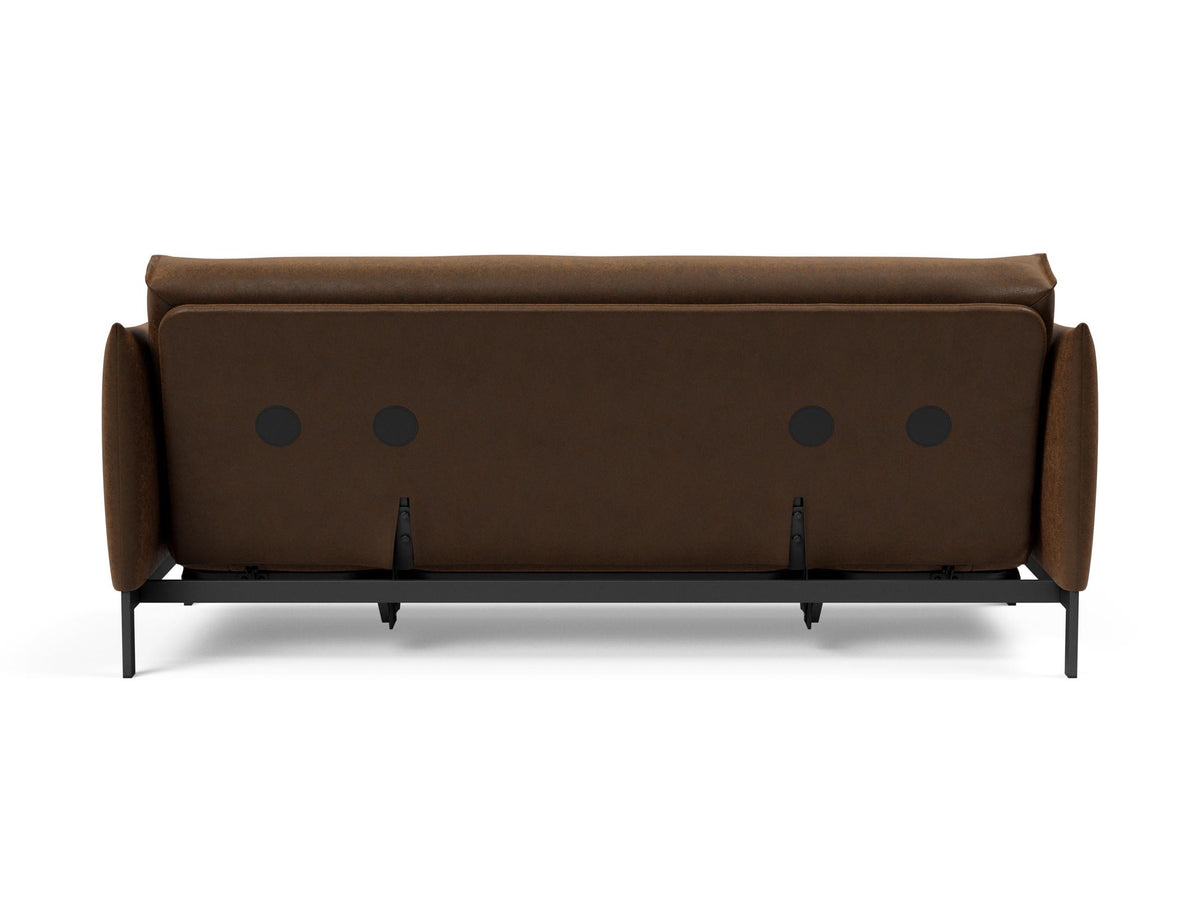 Junus 140 Bettsofa Nordic mit Gestellbezug Soft Spring in 461 Leather Look Brown präsentiert im Onlineshop von KAQTU Design AG. Bettsofa ist von Innovation Living