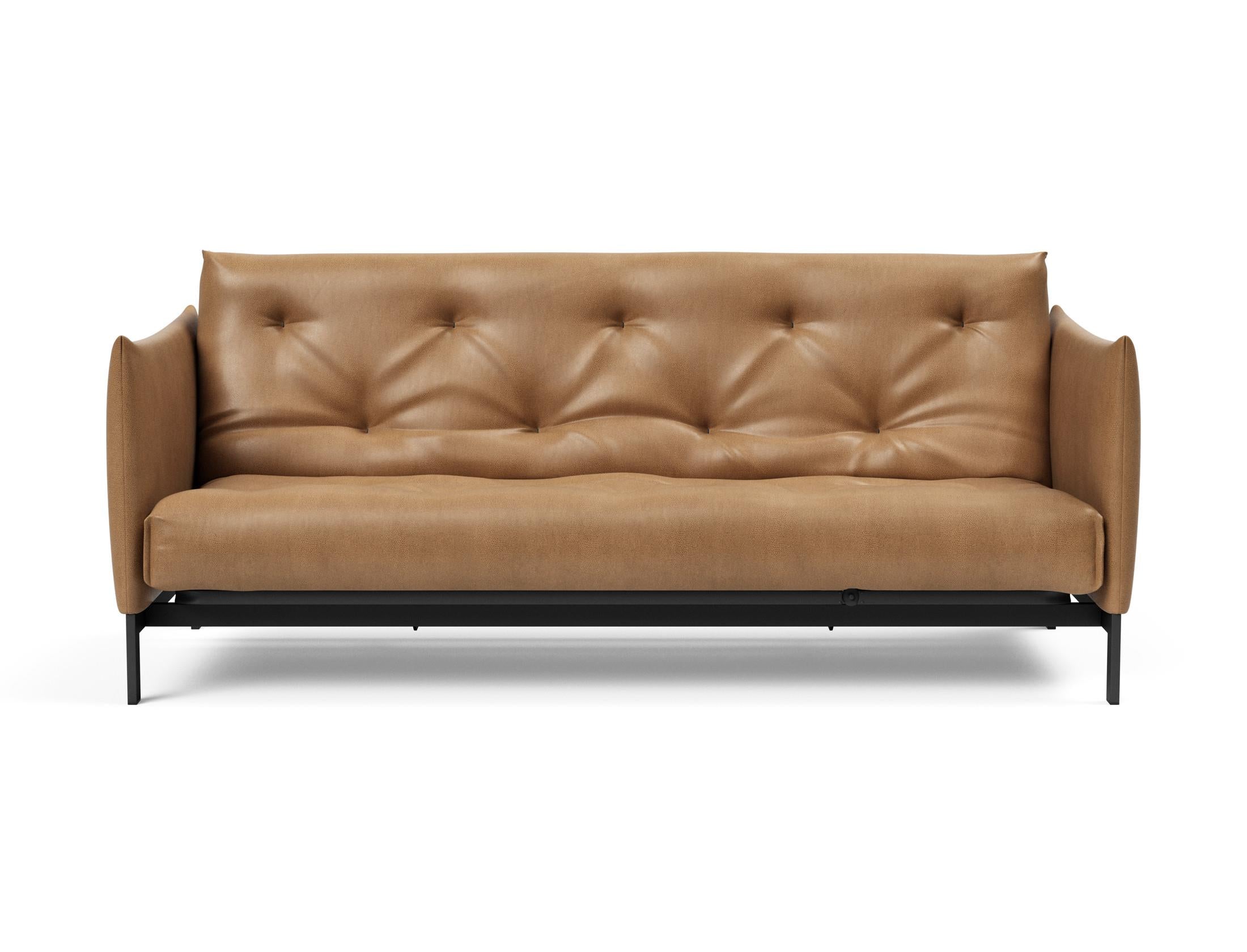 Stylisches Junus 140 Bettsofa im skandinavischen Stil, ideal für kleine Räume, bietet vielseitige Nutzung und hohen Sitzkomfort.