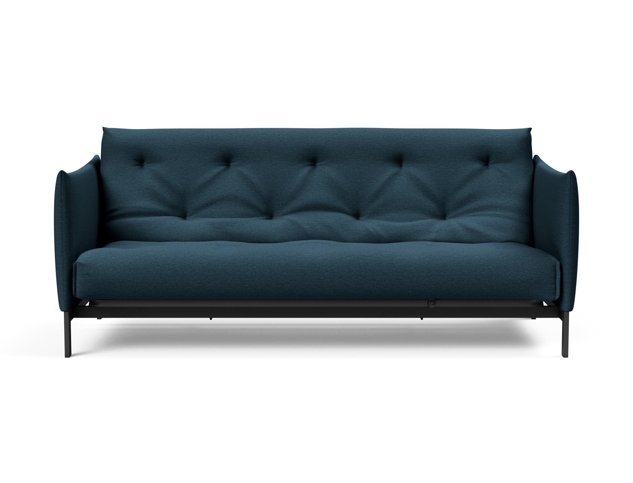 Stylisches Junus 140 Bettsofa im skandinavischen Stil, ideal für kleine Räume, bietet vielseitige Nutzung und hohen Sitzkomfort.