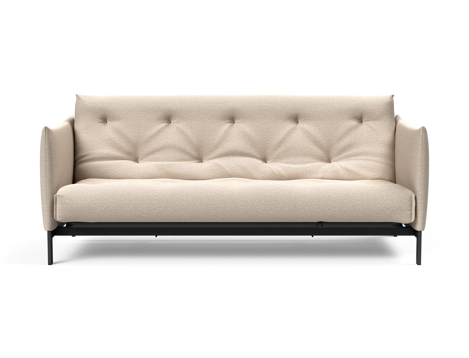 Stylisches Junus 140 Bettsofa im skandinavischen Stil, ideal für kleine Räume, bietet vielseitige Nutzung und hohen Sitzkomfort.
