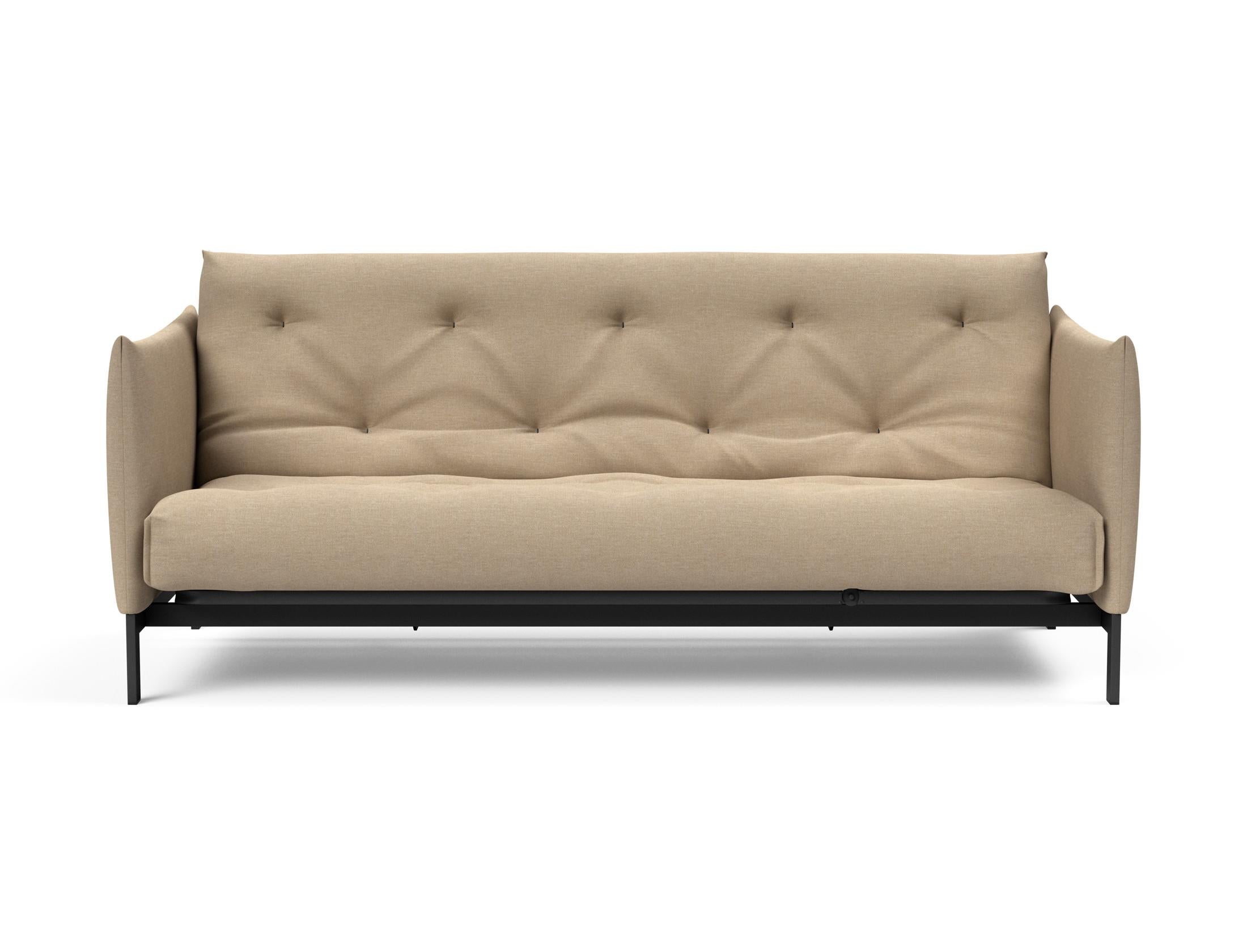 Stylisches Junus 140 Bettsofa im skandinavischen Stil, ideal für kleine Räume, bietet vielseitige Nutzung und hohen Sitzkomfort.